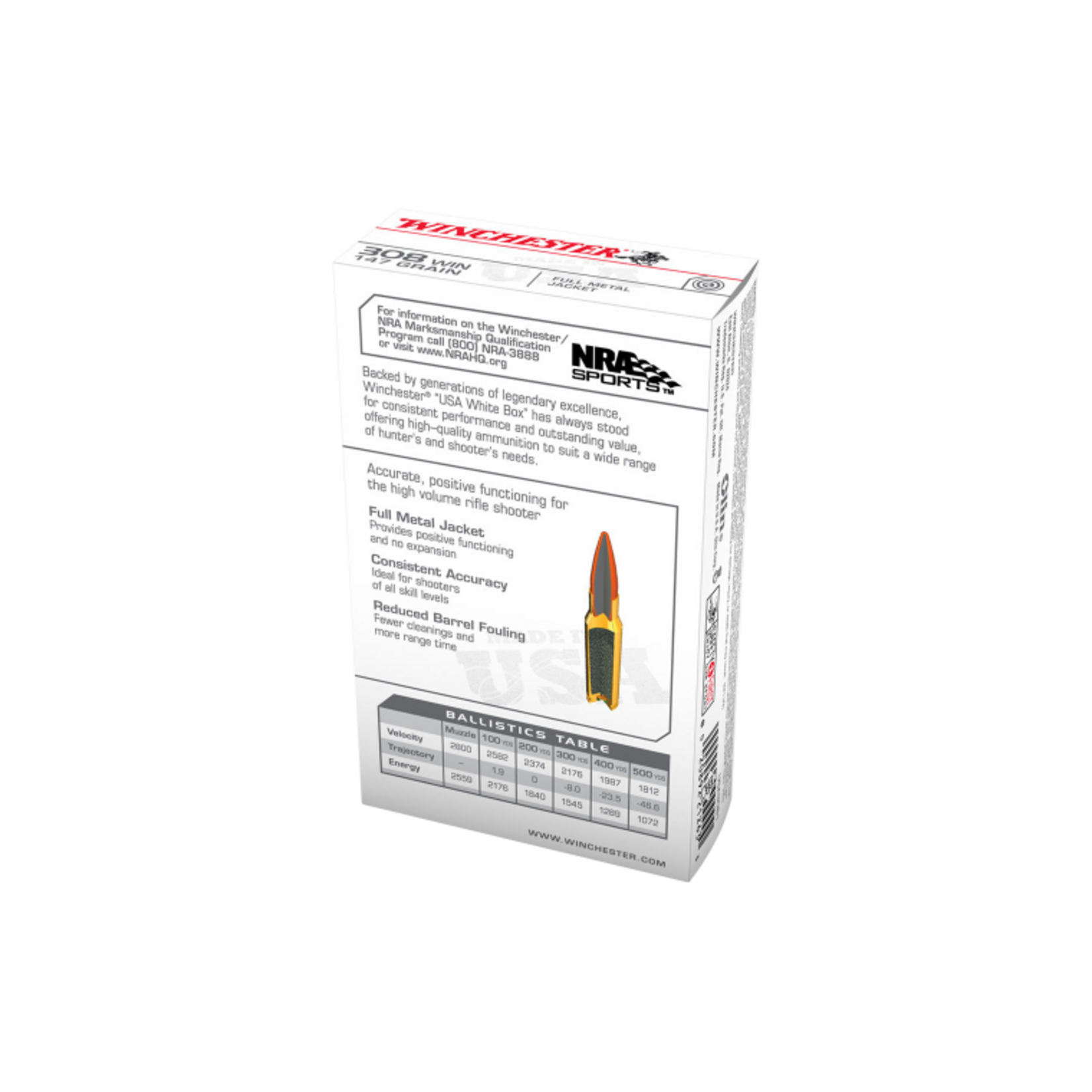 Winchester Winchester 308Win 147gr FMJ - 2600fps - 20 pack