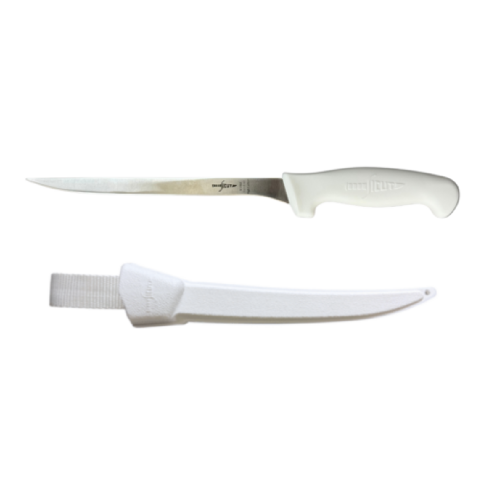 Sicut Sicut 8" Semi Flex Filleting Knife with scabbard - White Handle