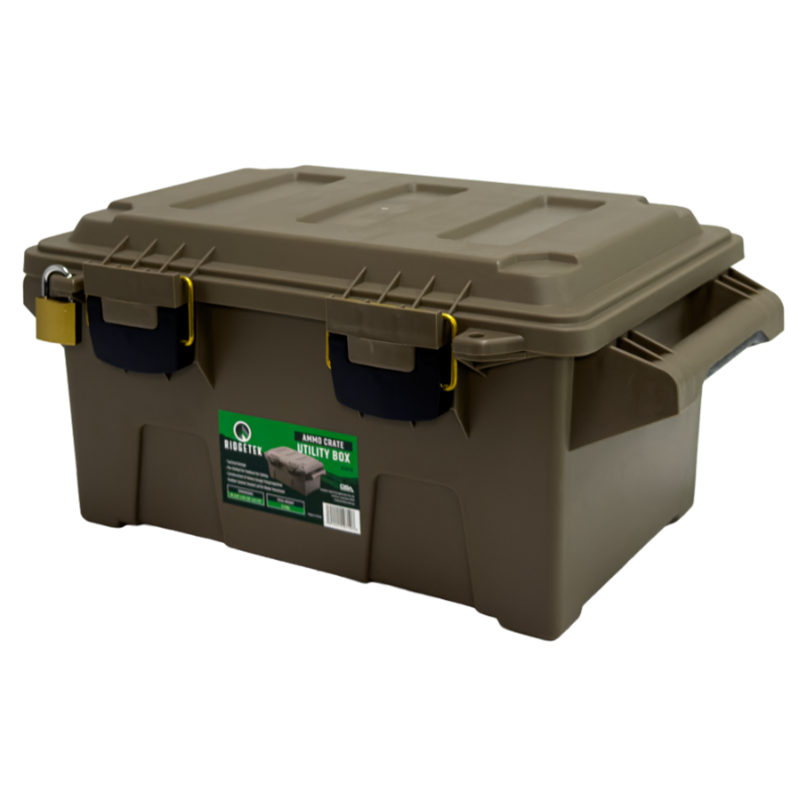 Ridgeline Ridgetek Ammo Crate Utility Box Dark Earth (3 Carton) Inc Padlock