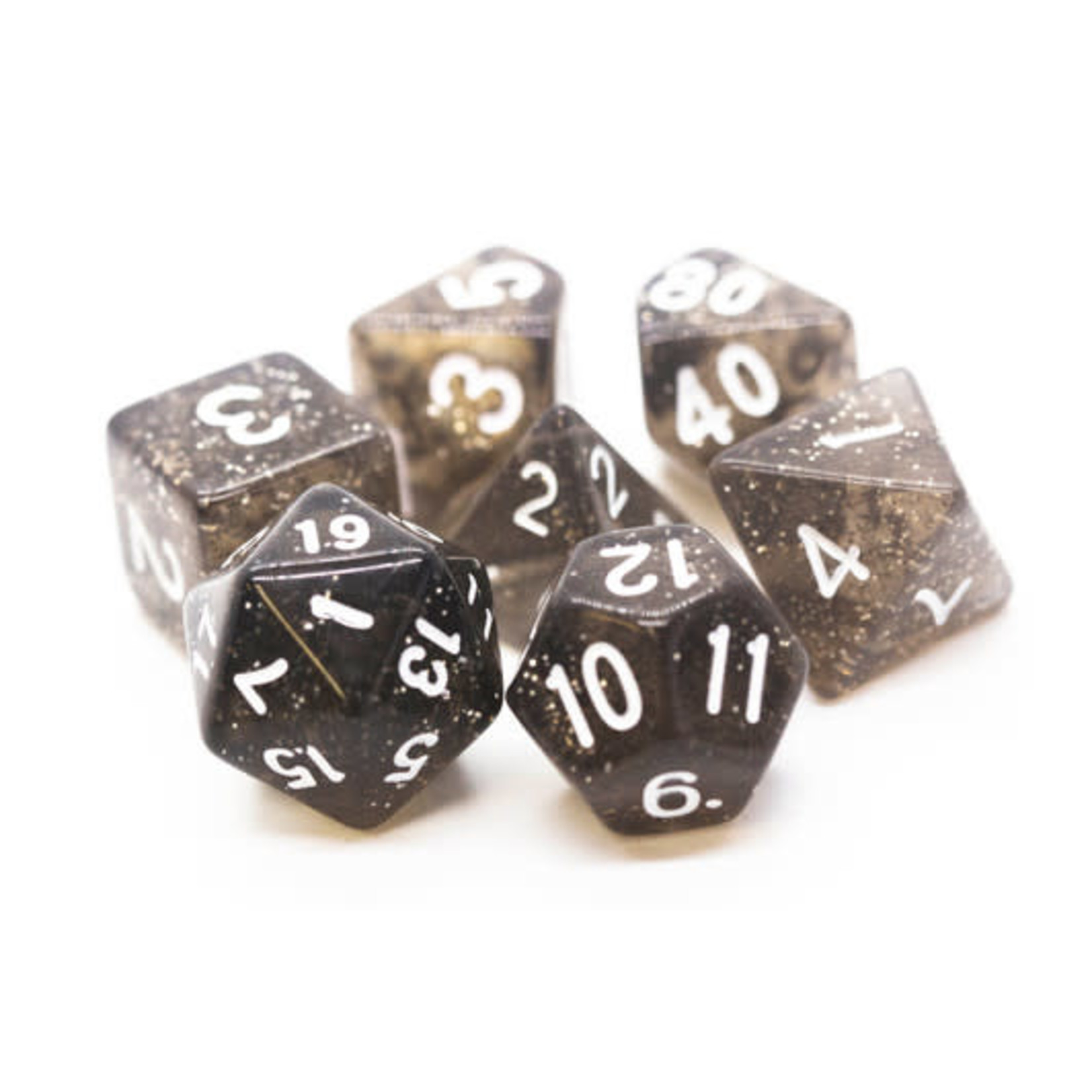 Old School Old School 7 Piece DnD RPG Dice Set: Sparkle - Translucent Black