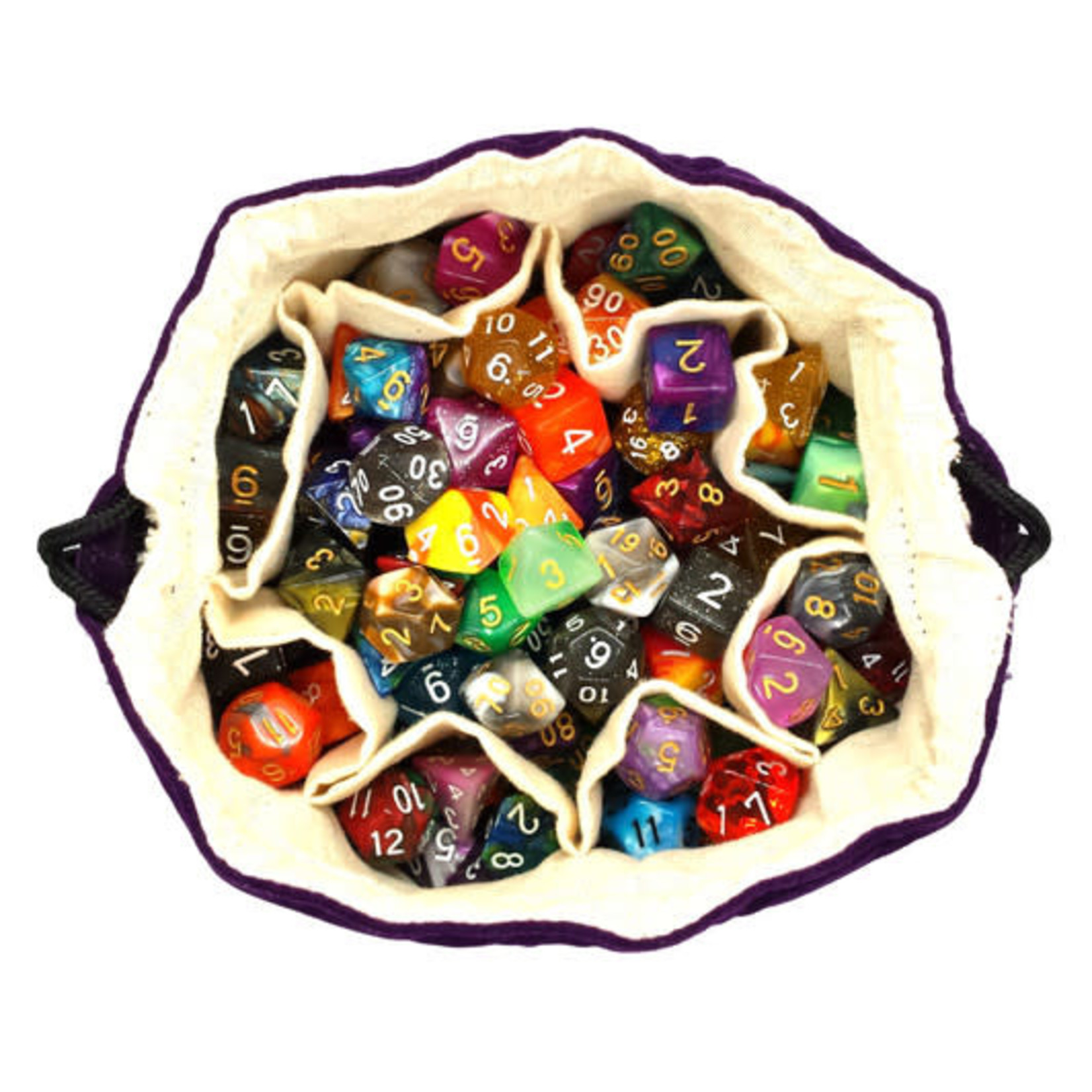Old School Bag of Many Pouches RPG DnD Dice Bag: Purple
