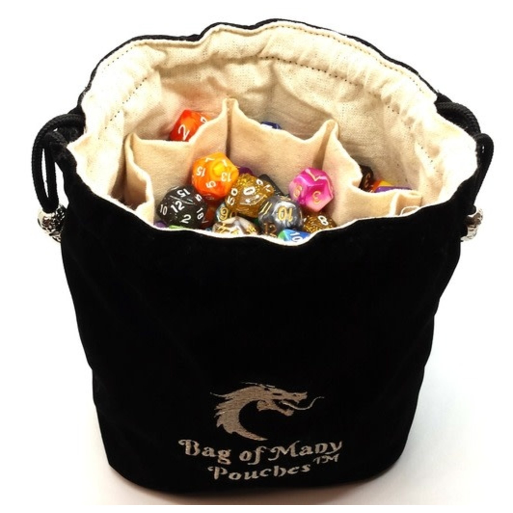Old School Bag of Many Pouches RPG DnD Dice Bag: Black