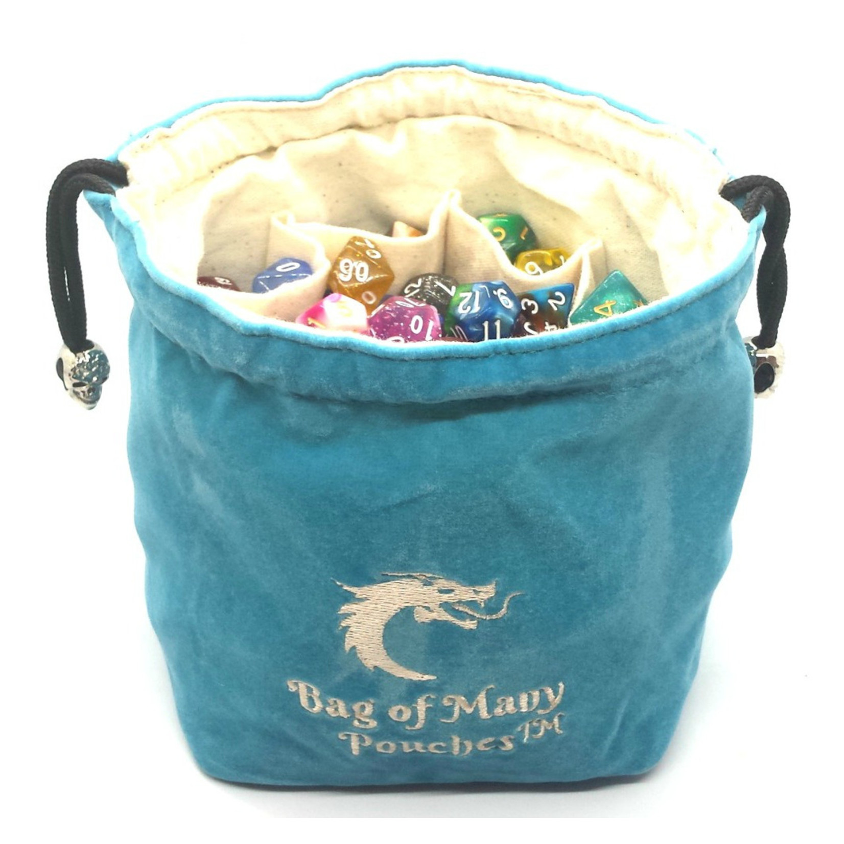 Old School Bag of Many Pouches RPG DnD Dice Bag: Teal