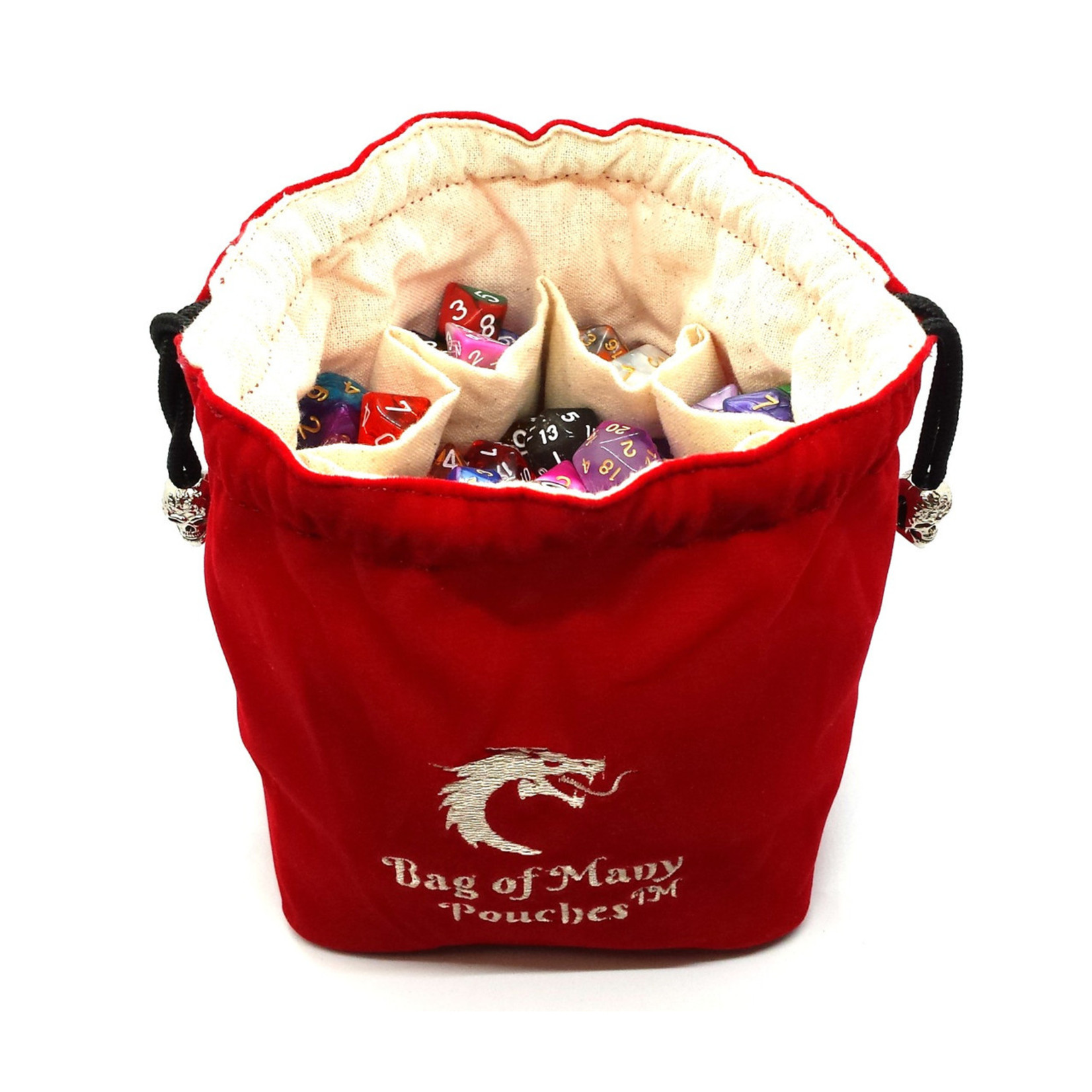 Old School Bag of Many Pouches RPG DnD Dice Bag: Red