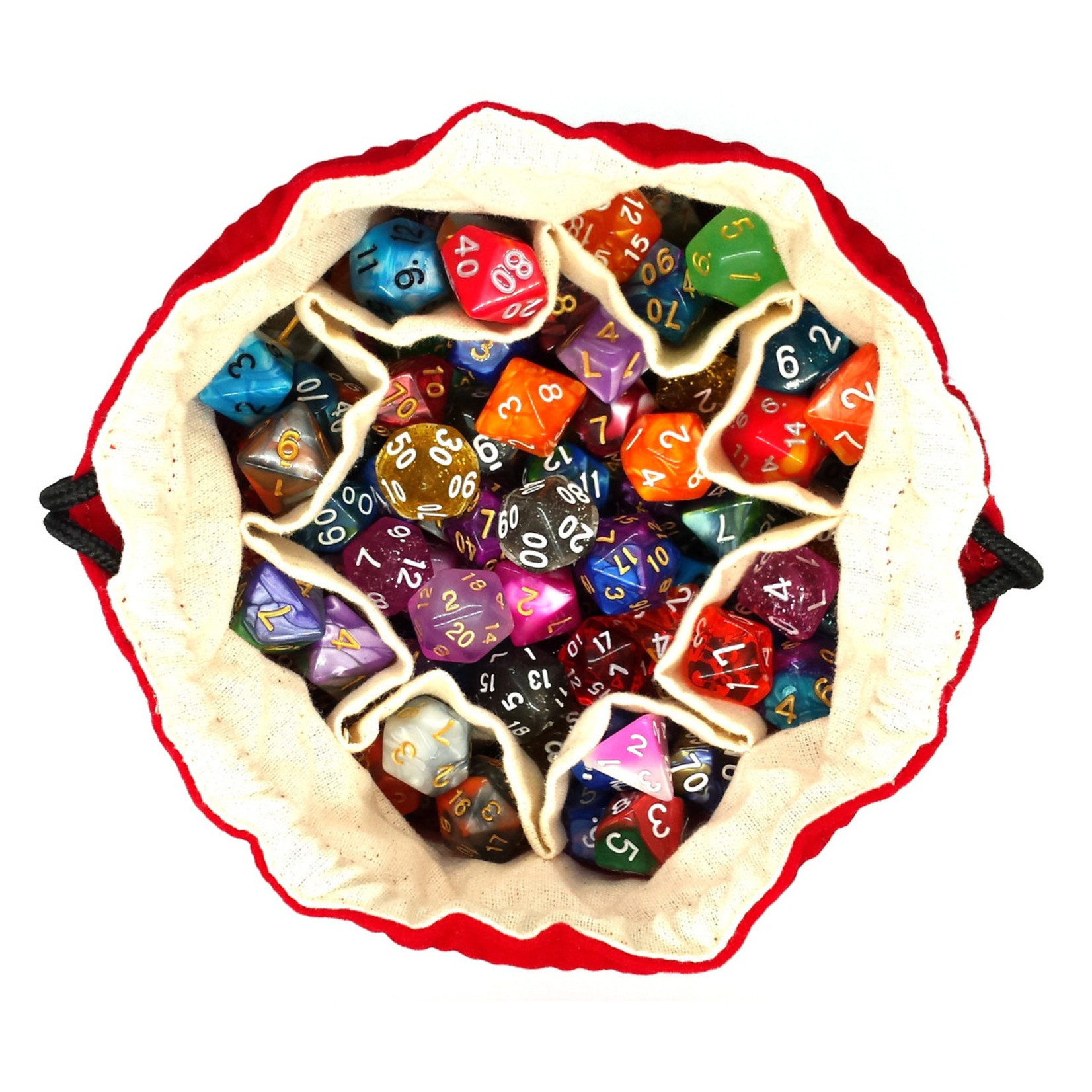 Old School Bag of Many Pouches RPG DnD Dice Bag: Red