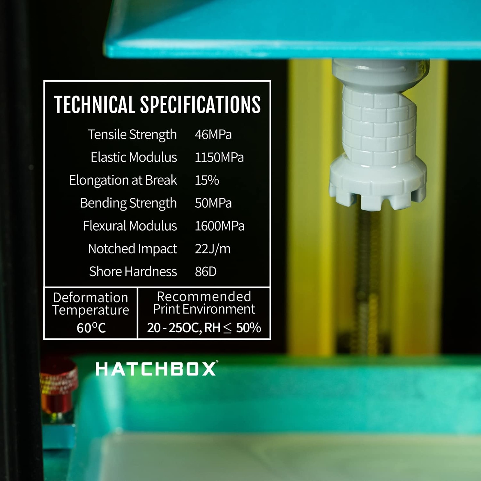 Hatchbox BLACK 3D PRINTER RESIN - 405NM, 500ML BOTTLE