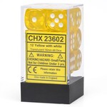 Chessex Translucent 16mm d6 Yellow/white Dice Block  (12 dice)