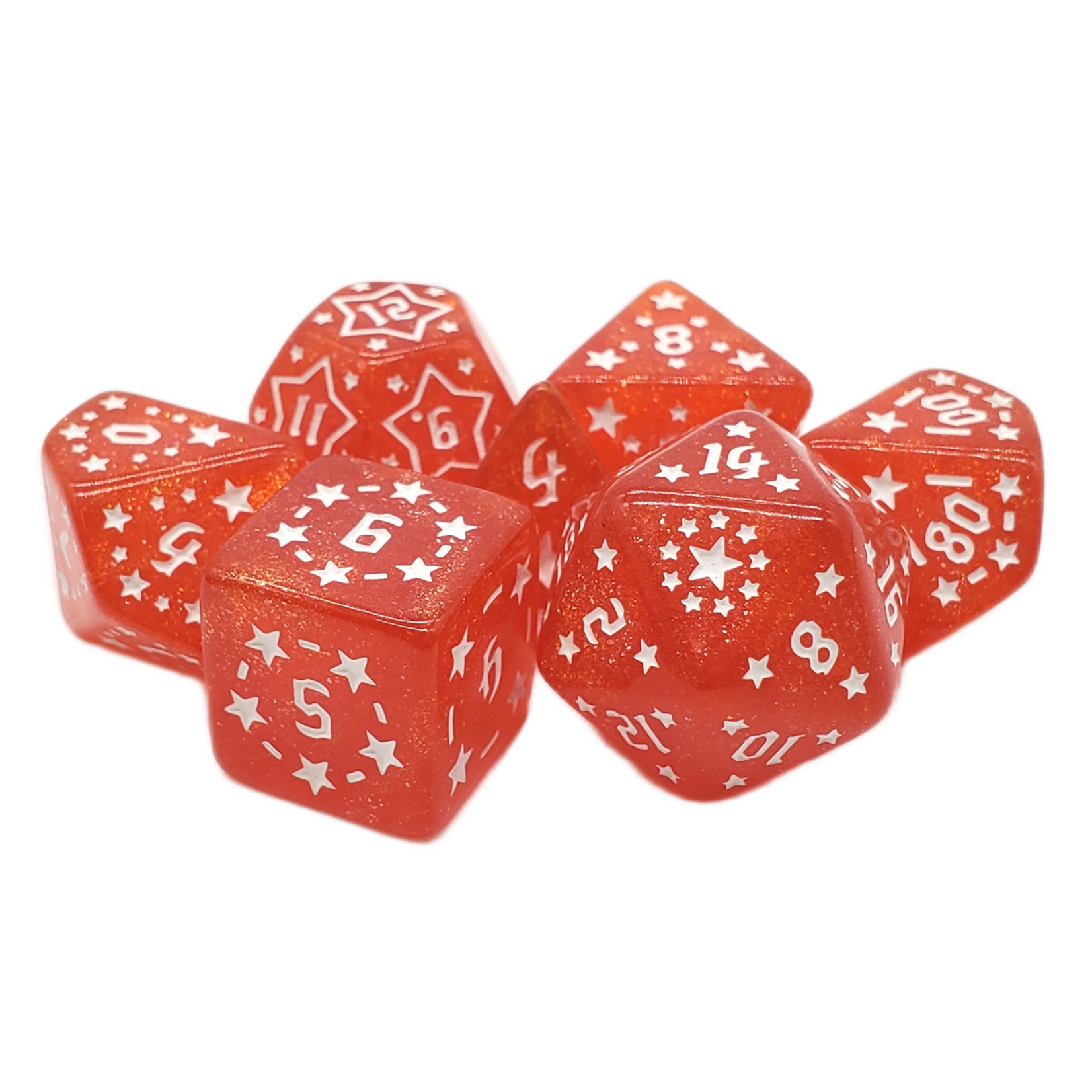 Old School Old School 7 Piece DnD RPG Dice Set: Rune Dice - Magical Runes - White w/ Lime