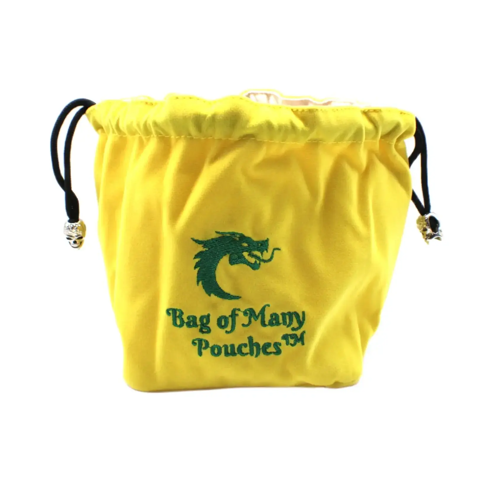 Old School Bag of Many Pouches RPG DnD Dice Bag: Yellow w/ Green