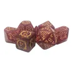 Old School Old School 7 Piece DnD RPG Dice Set: Rune Dice - Coiled Serpent - Red w/ Gold