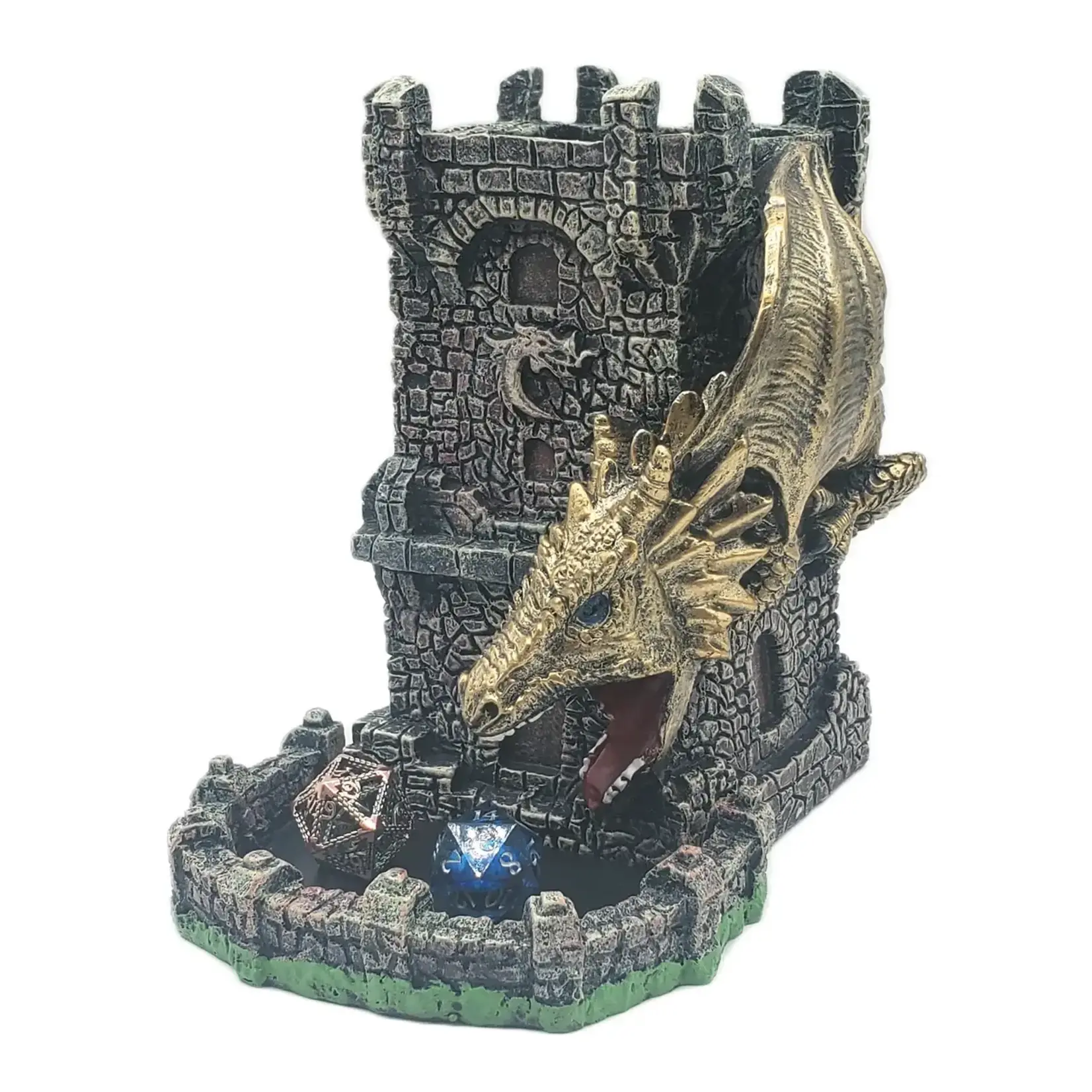 Old School Old School Dice: Dragon's Fury Dice Tower - Gold Dragon