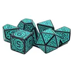 Old School Old School 7 Piece DnD RPG Dice Set: Rune Dice - Magical Runes - Teal
