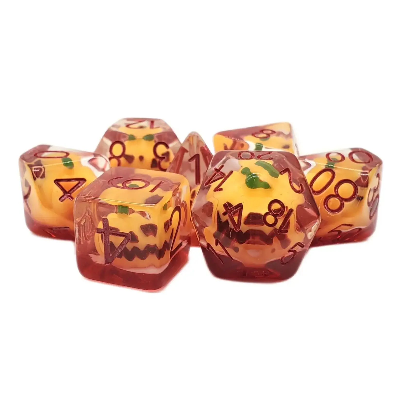 Old School Old School 7 Piece DnD RPG Dice Set: Infused - Jack-O-Lantern- New