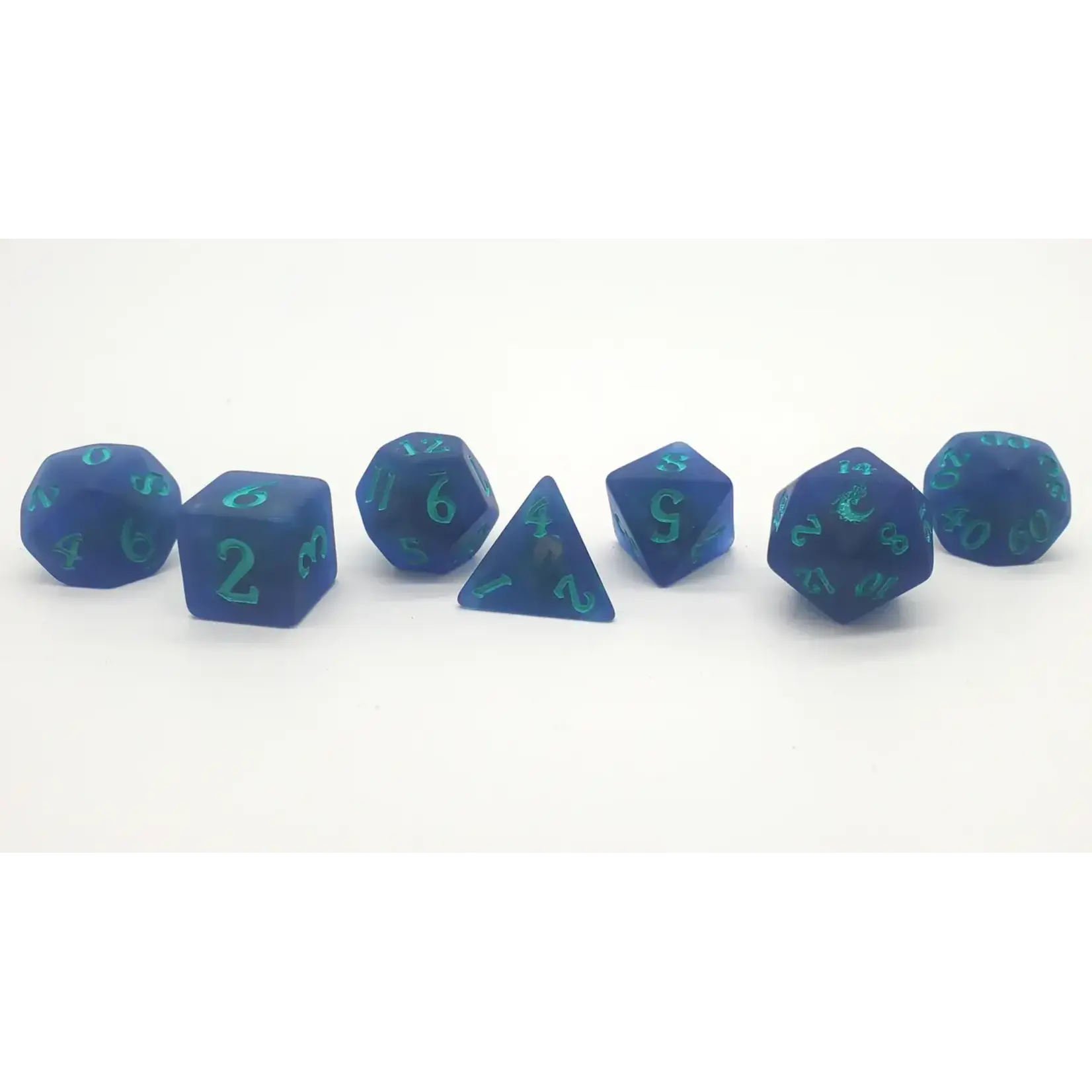 Old School Old School 7 Piece DnD RPG Dice Set: Infused - Frosted Firefly - Sapphire
