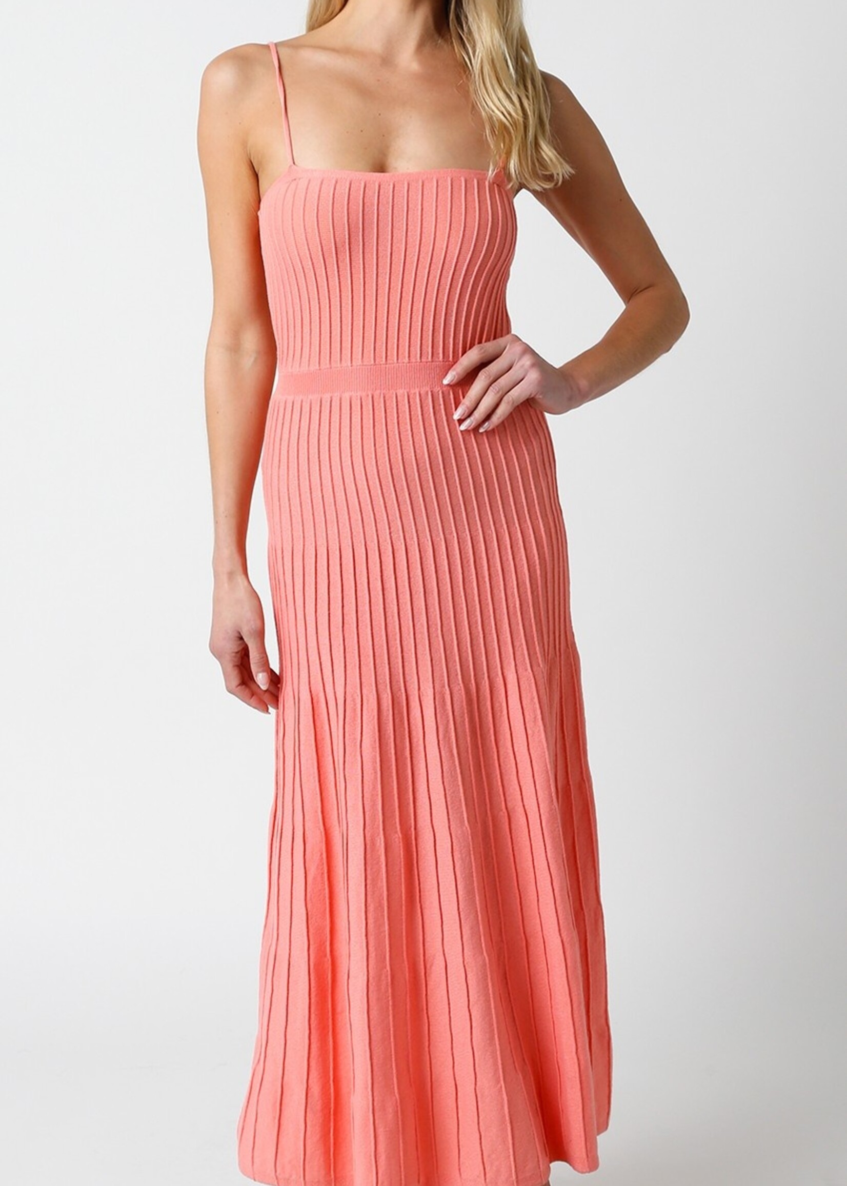 olivia coral midi dress