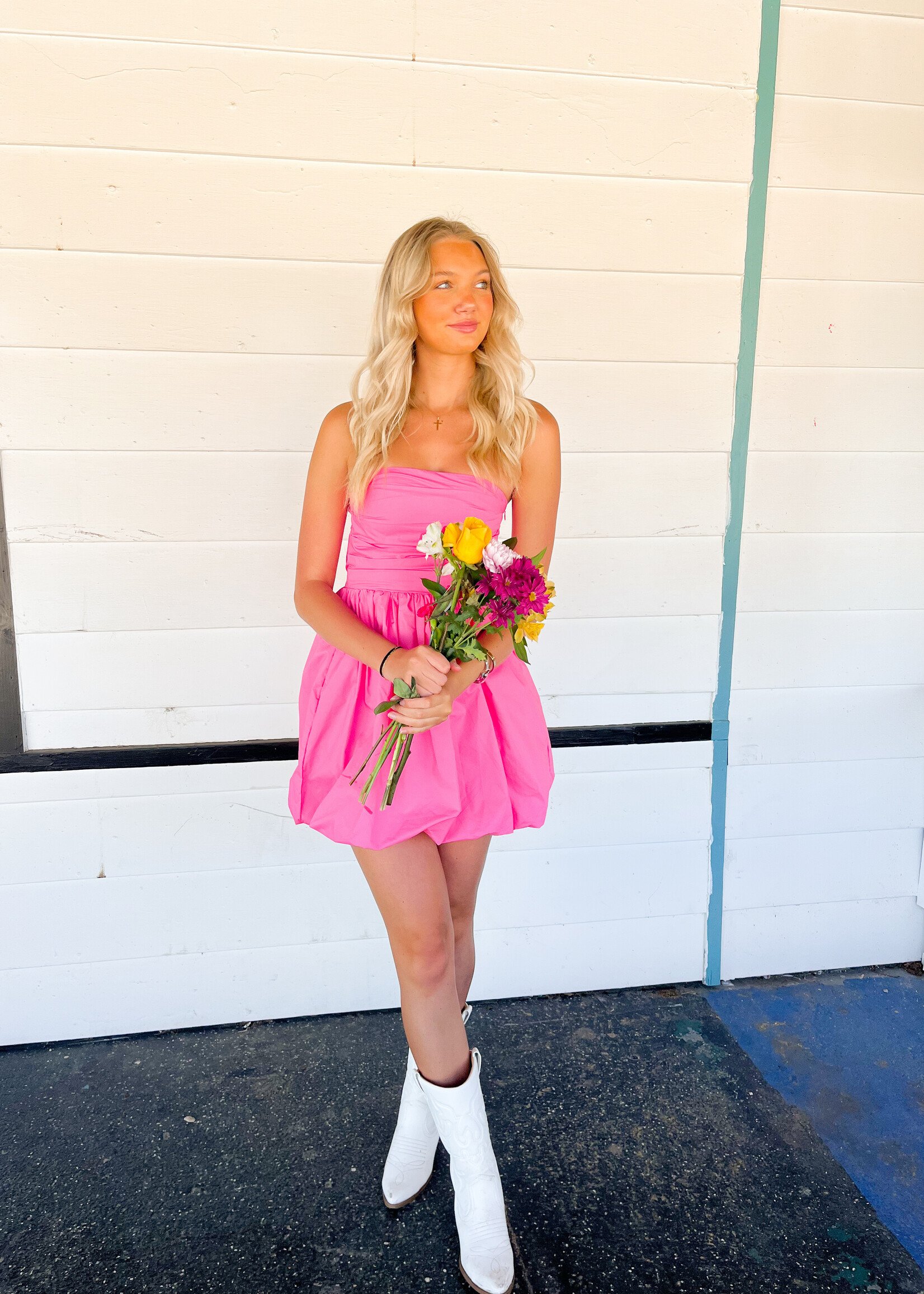 odette pink strapless dress