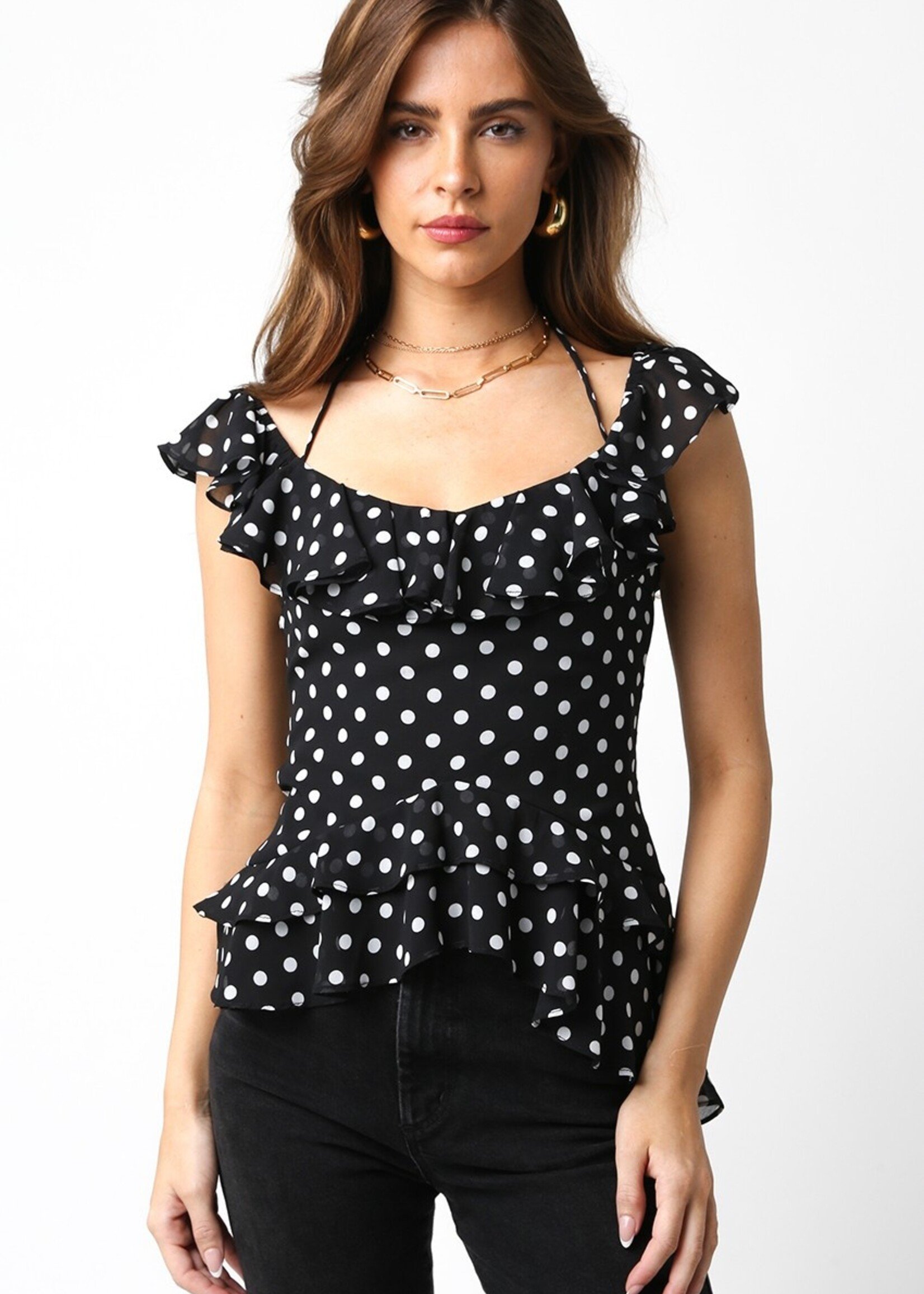 Opal polka dot top