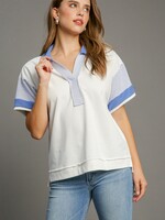 Gwen white striped pocket  top