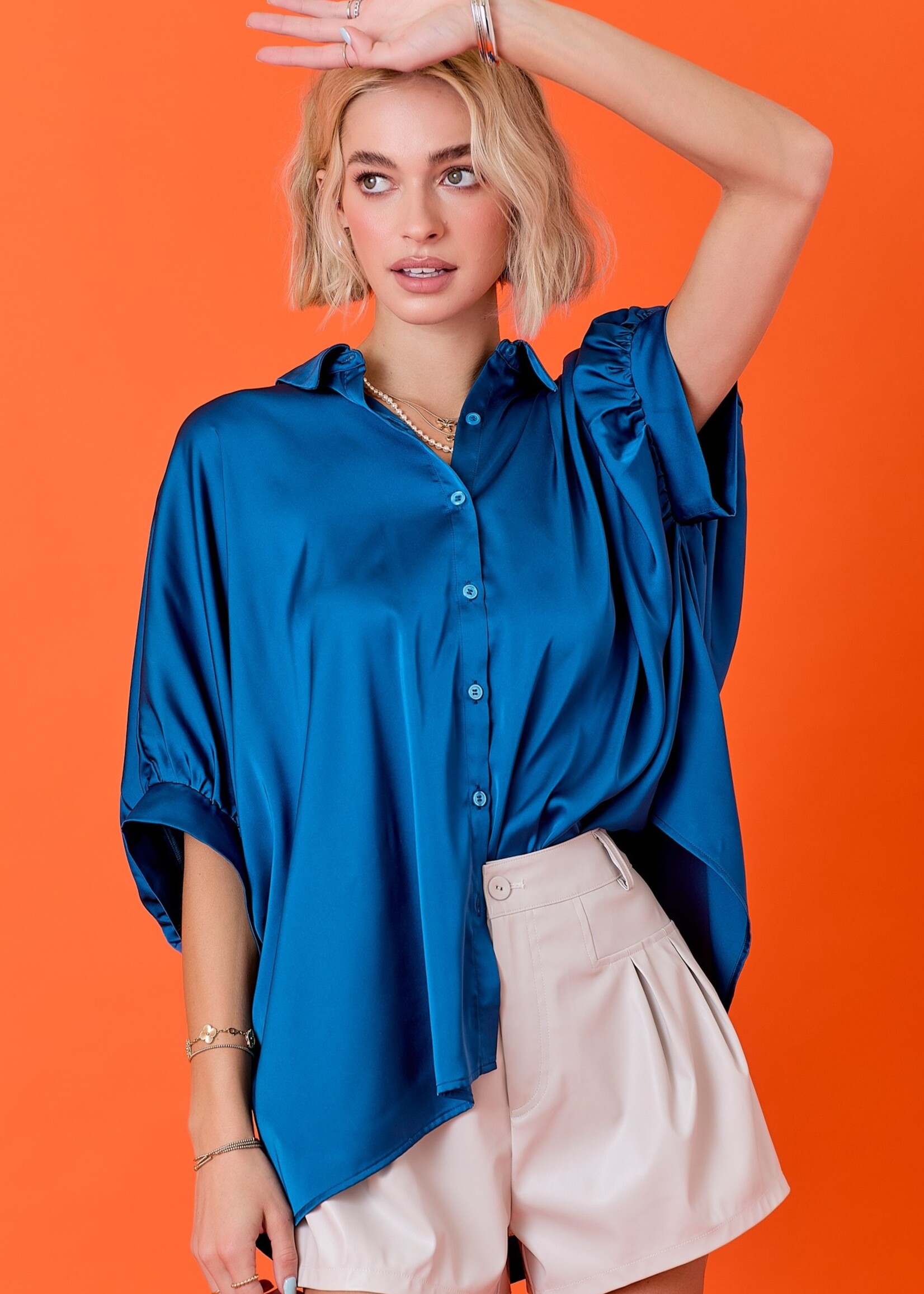 Darla satin top blue