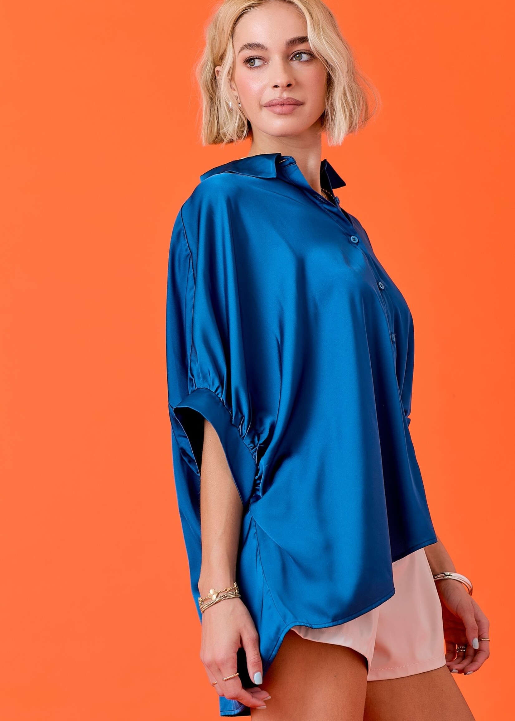 Darla satin top blue