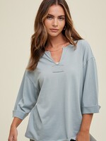 Weslyn sage 3/4 sleeve knit top