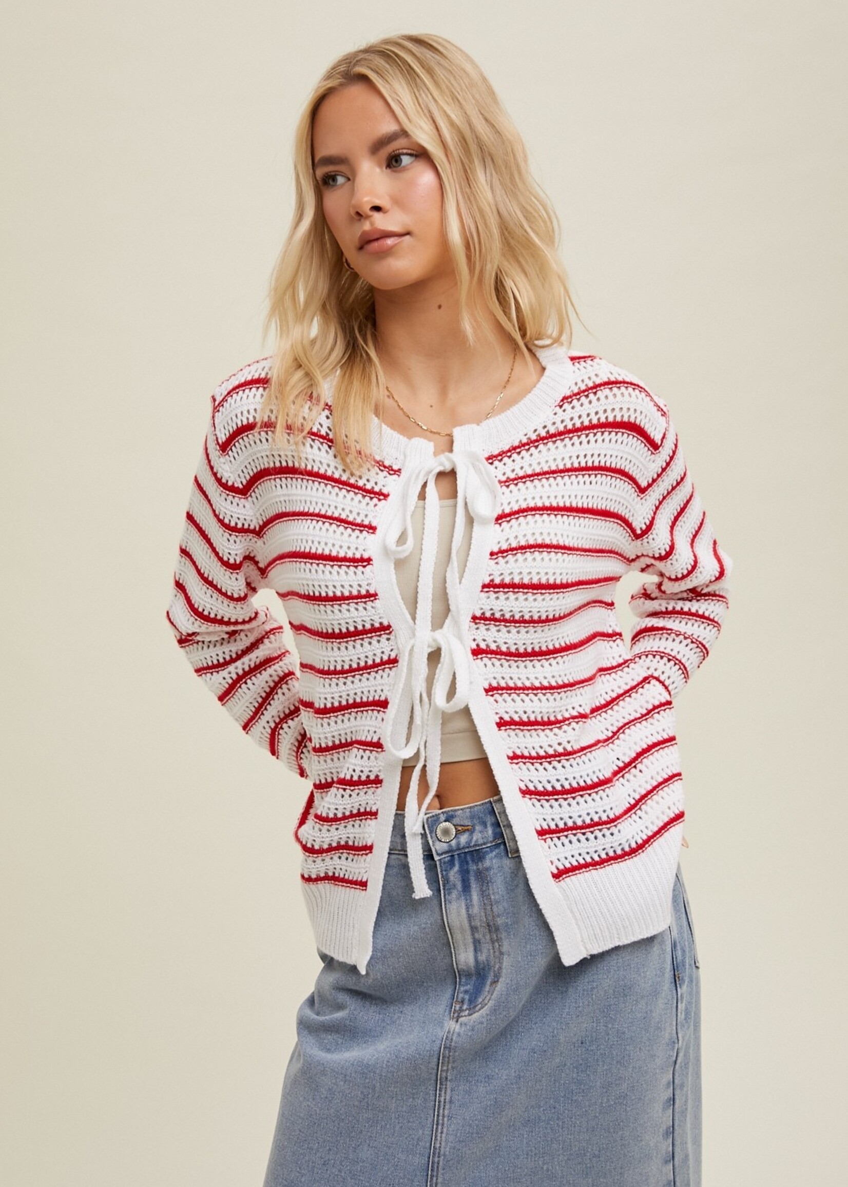 West striped cardigan