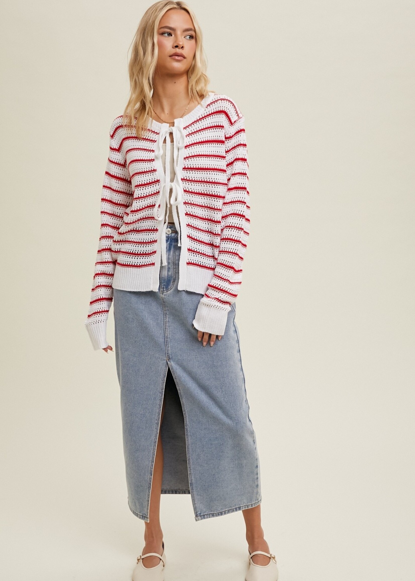 West striped cardigan