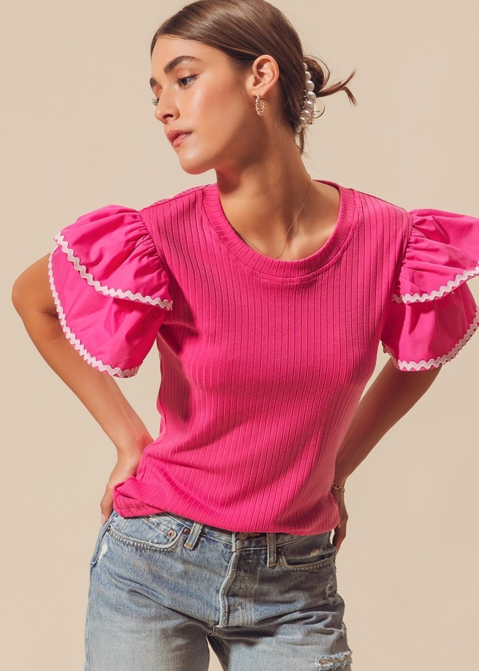 Stella pink ruffle  top