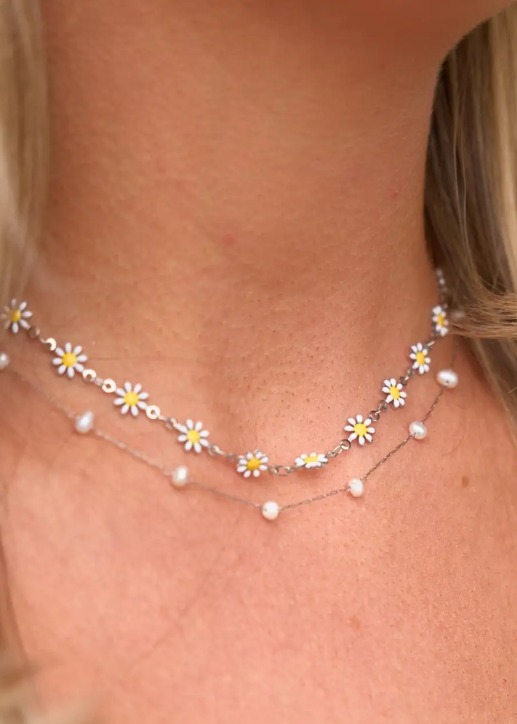 Camille Pearl Necklace - Silver