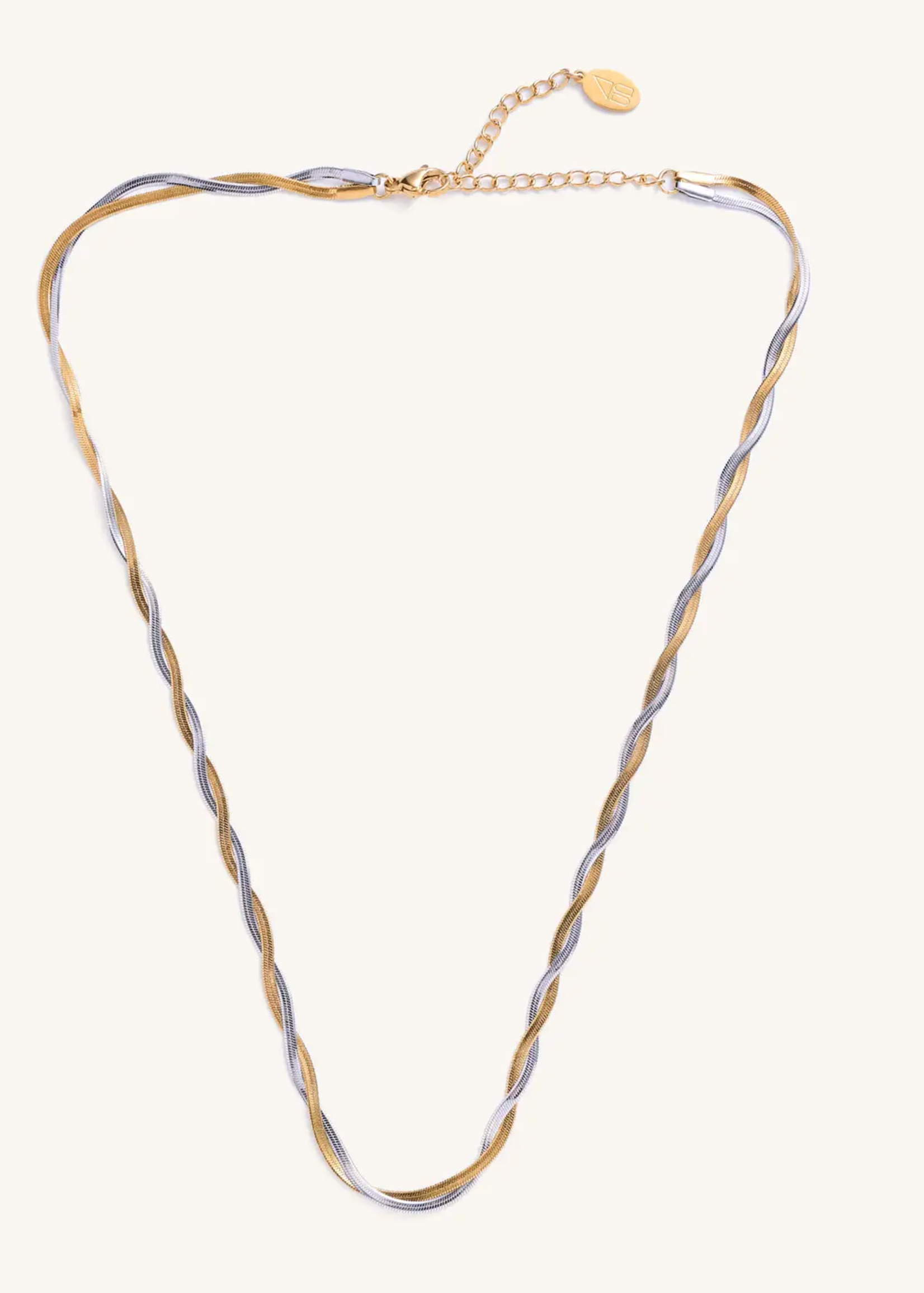 Mixed Metal Herringbone Necklace