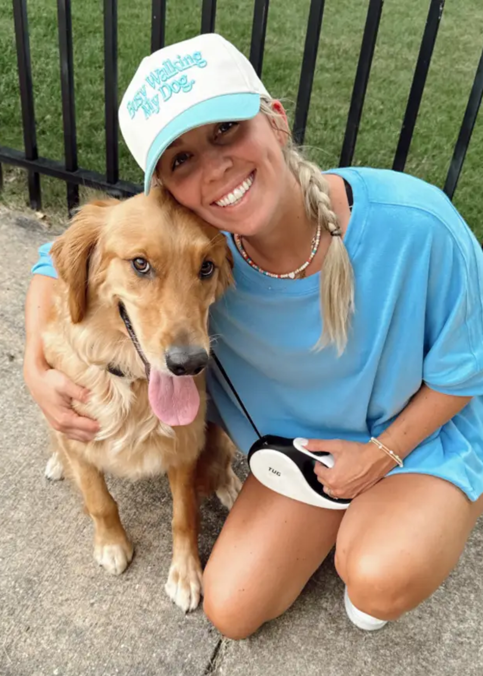 Busy Walking My Dog. Blue Vintage Trucker Hat