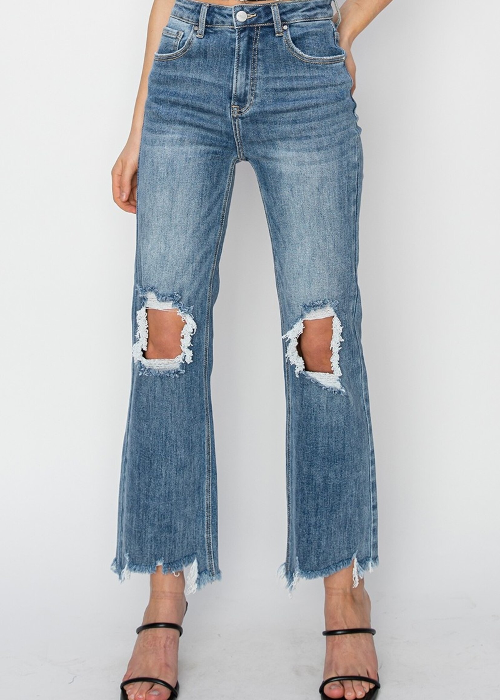 High rise straight crop jeans