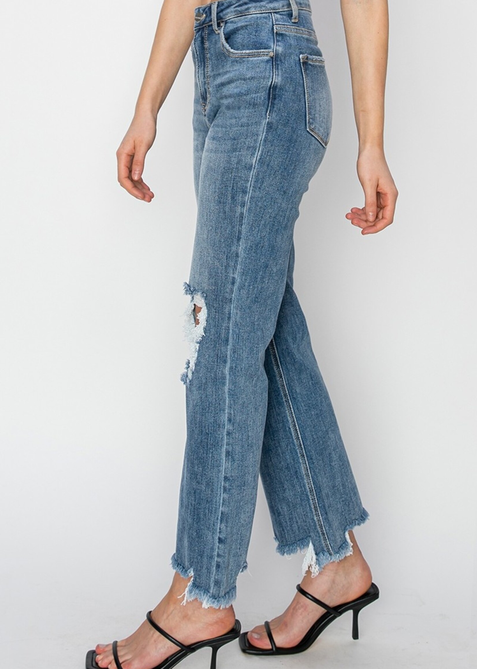 High rise straight crop jeans