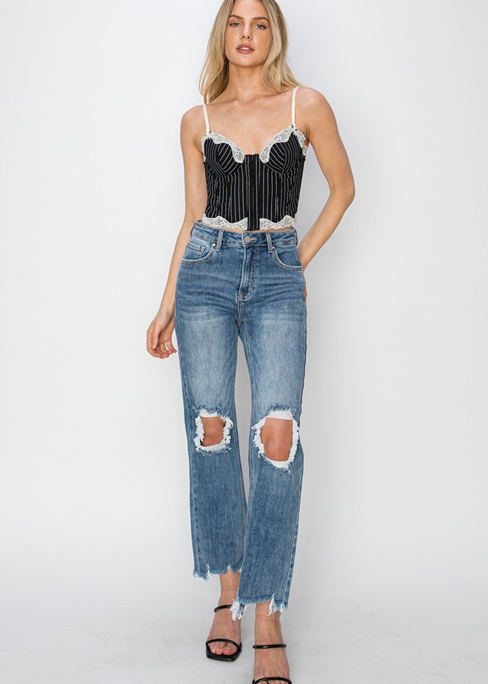 High rise straight crop jeans