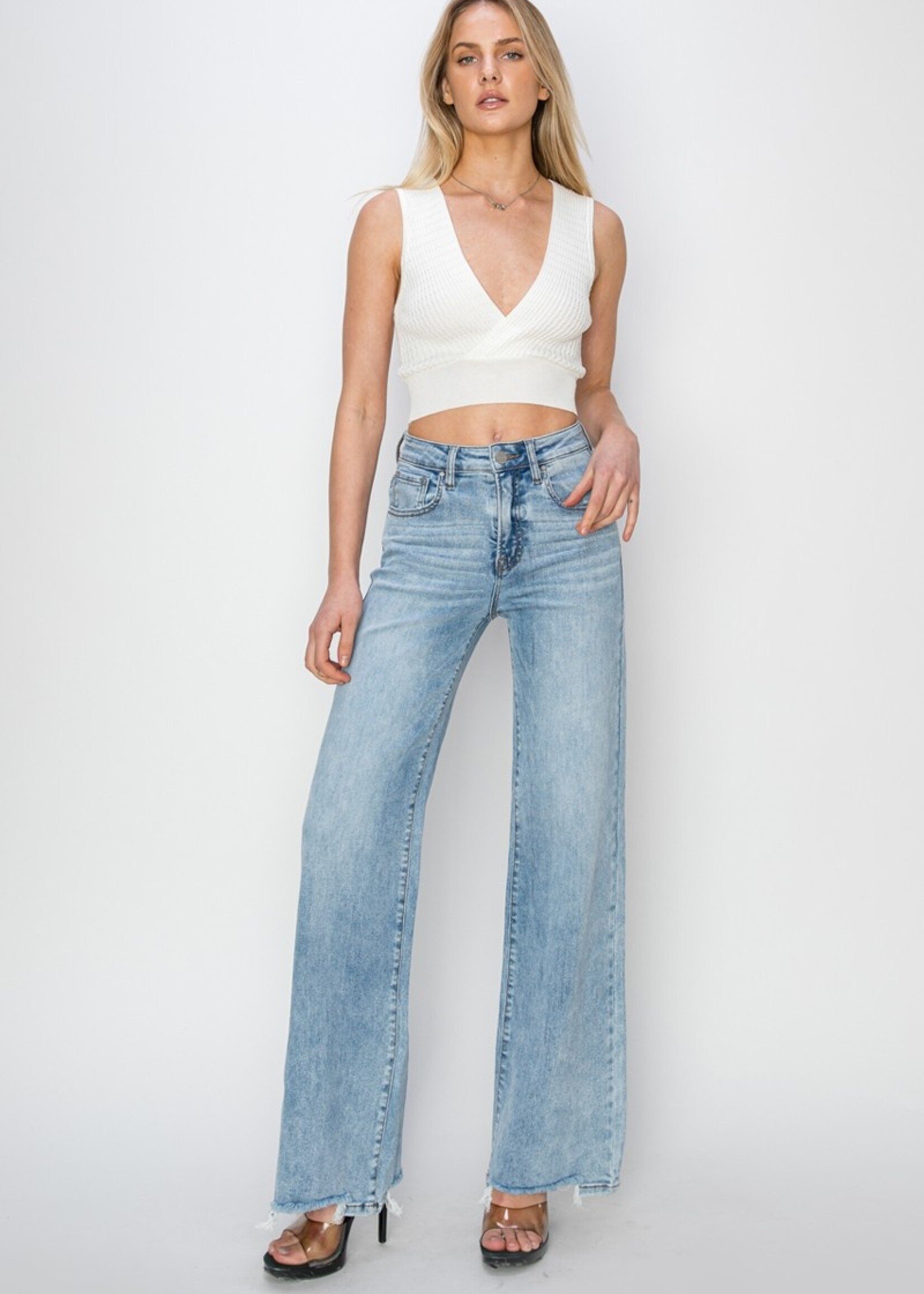 High rise wide leg jeans