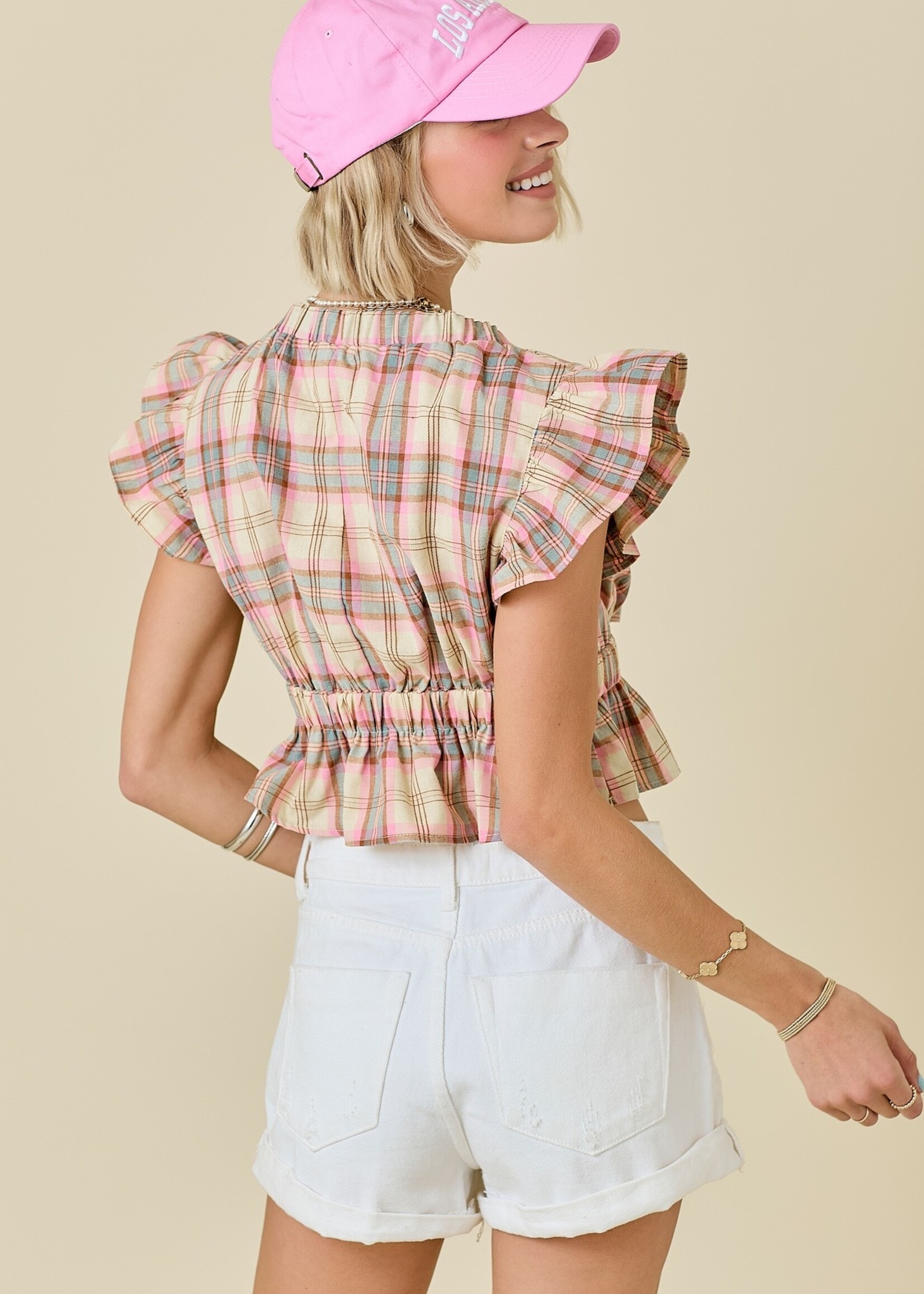 Dasha pink plaid top