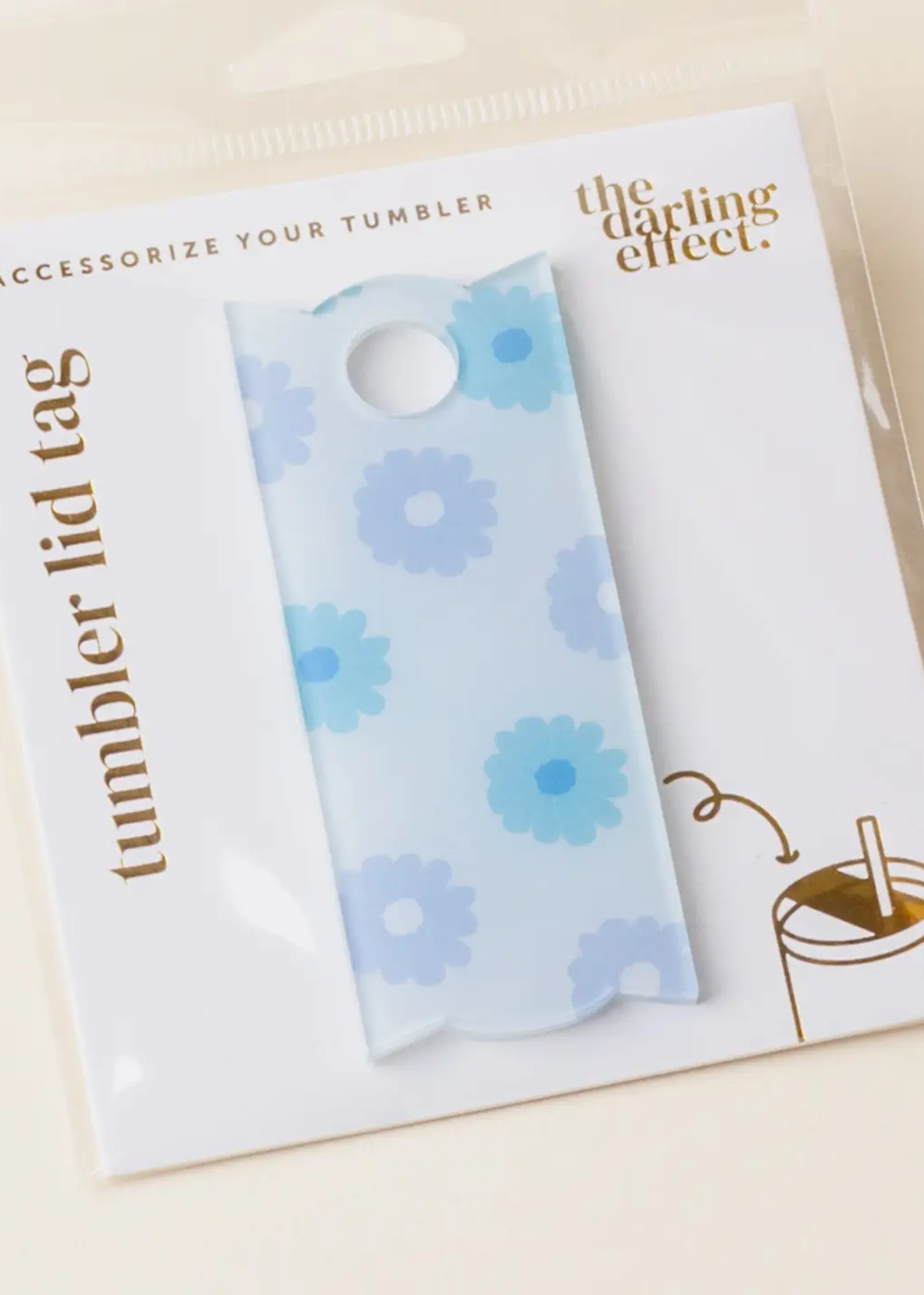 Tumbler Lid Tag-Darling Daisy Aqua