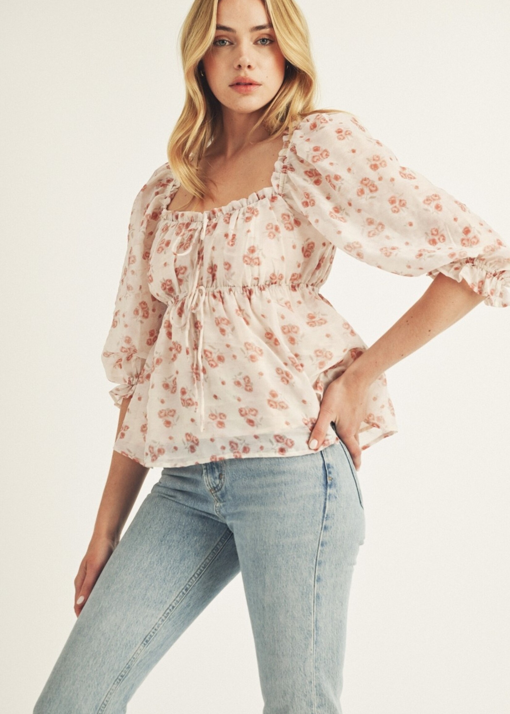 Sally pink floral top