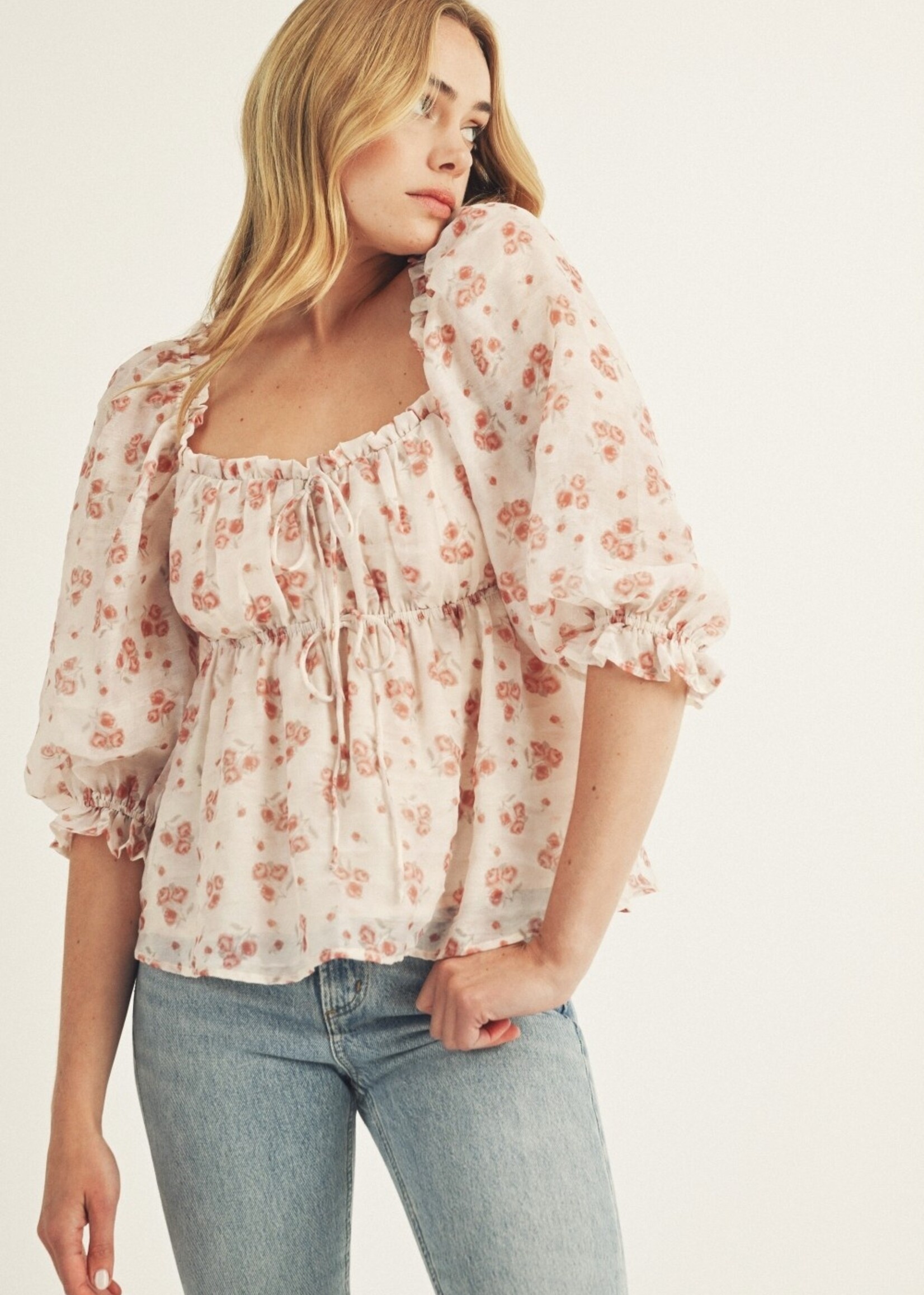 Sally pink floral top