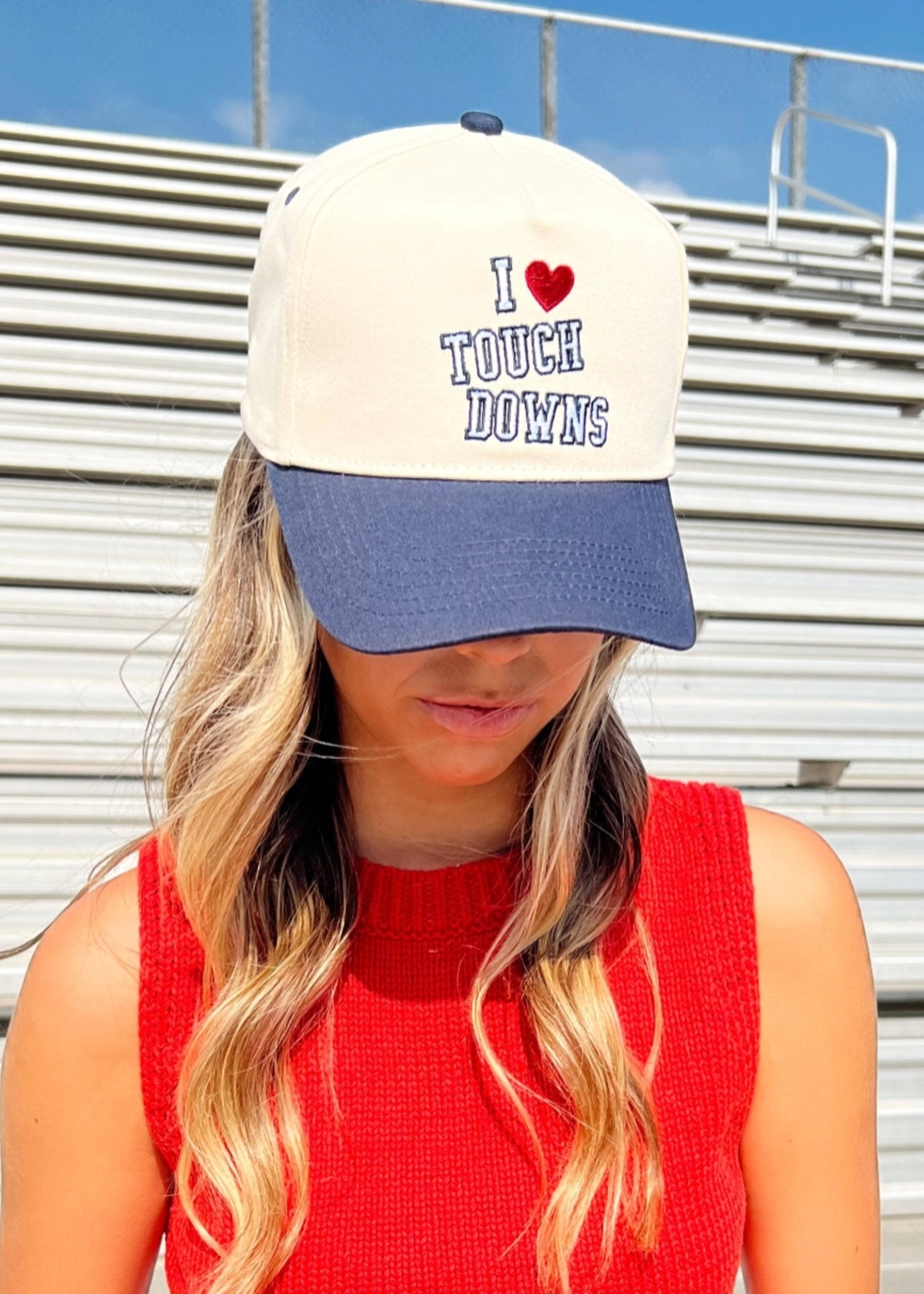 I Heart Touchdowns - Navy Vintage Trucker Hat