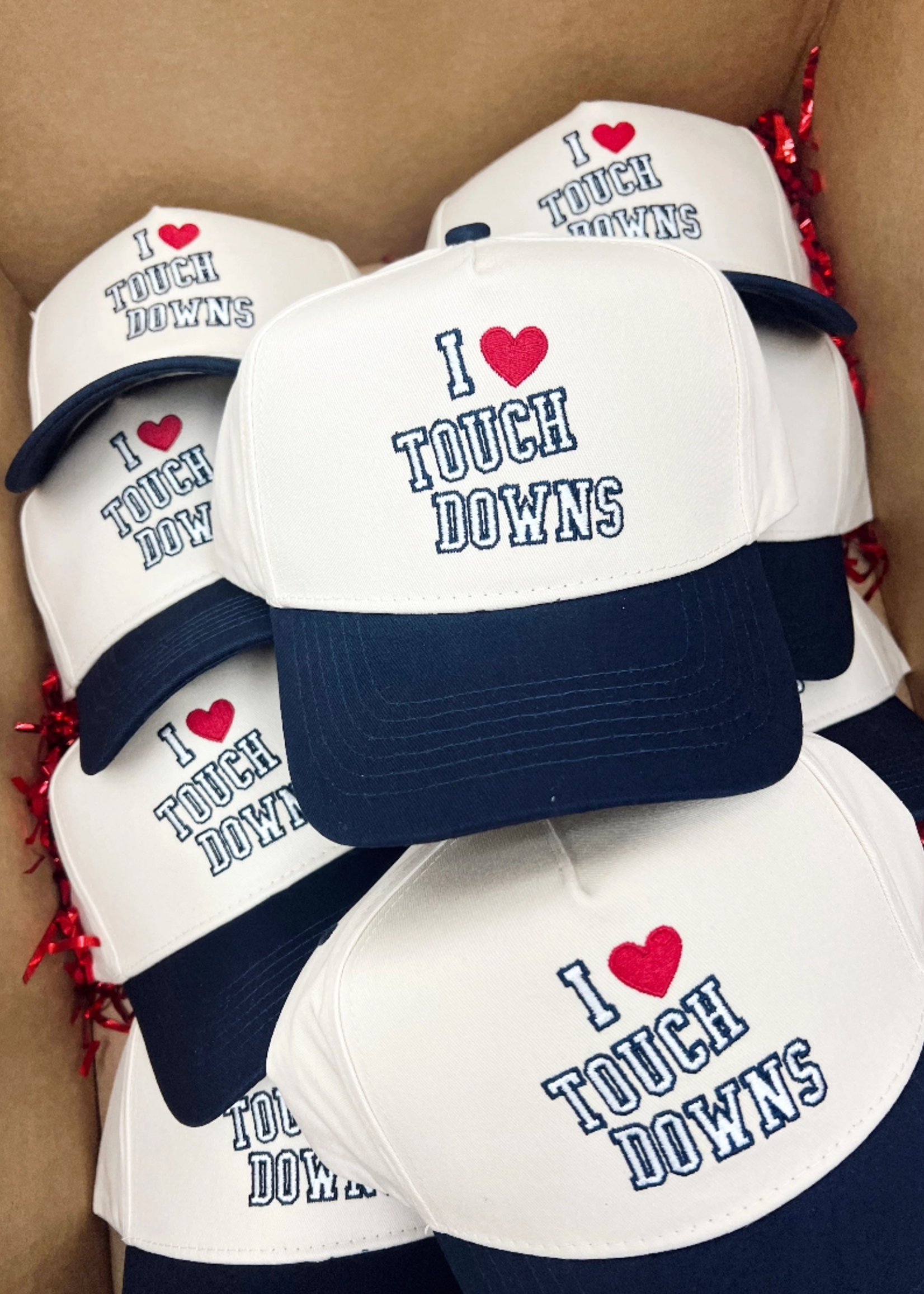 I Heart Touchdowns - Navy Vintage Trucker Hat