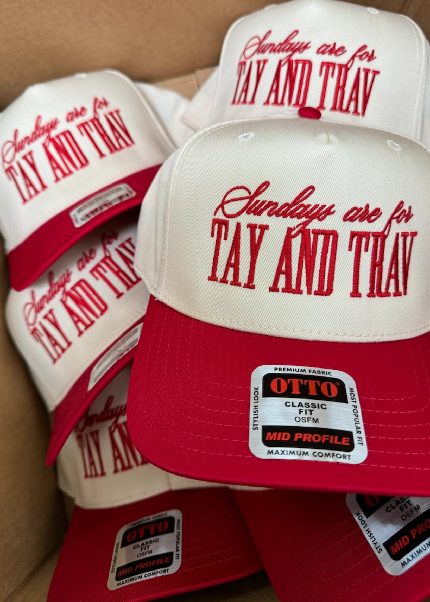 Sundays Are For Tay + Trav - Red Vintage Trucker Hat