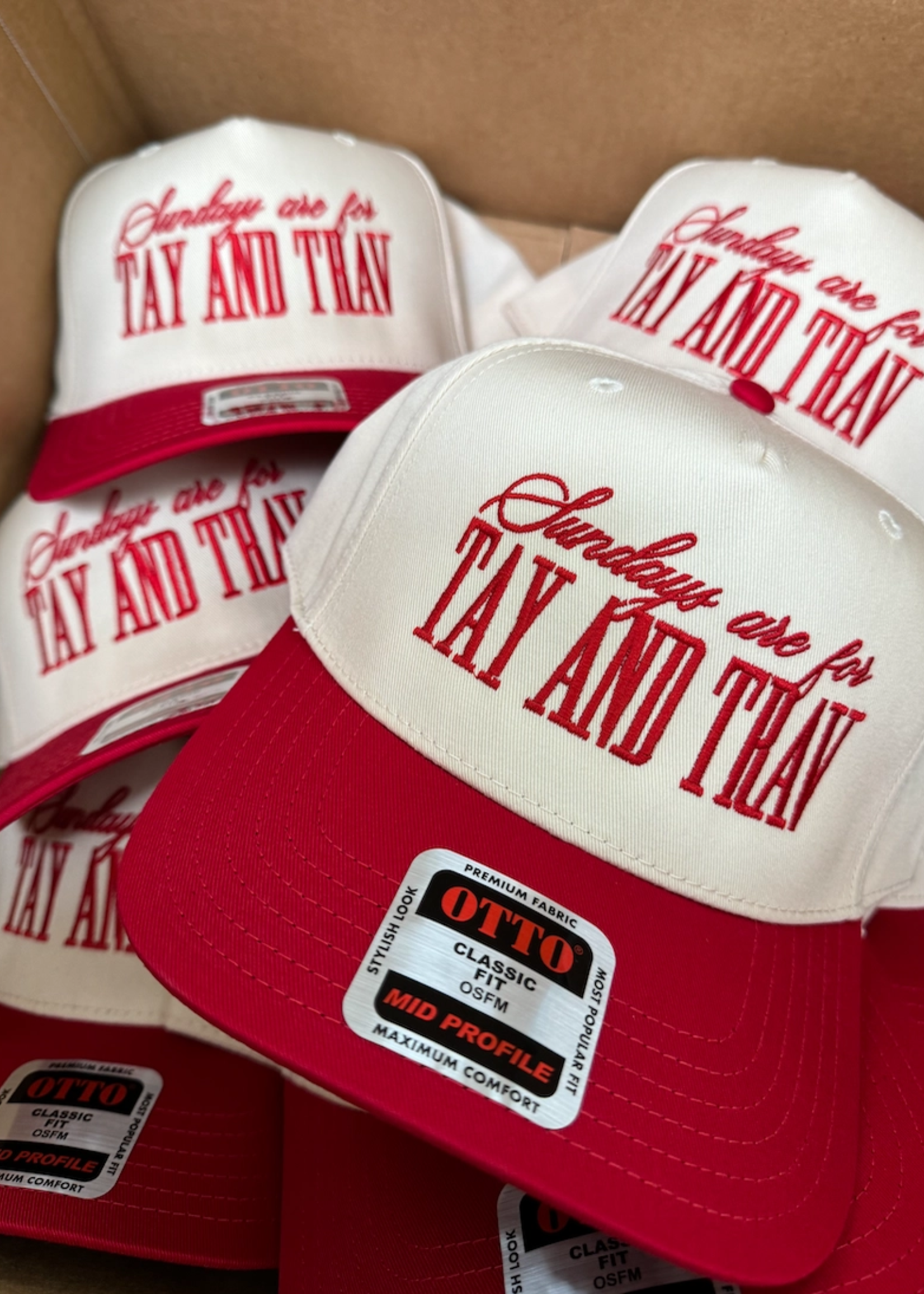 Sundays Are For Tay + Trav - Red Vintage Trucker Hat