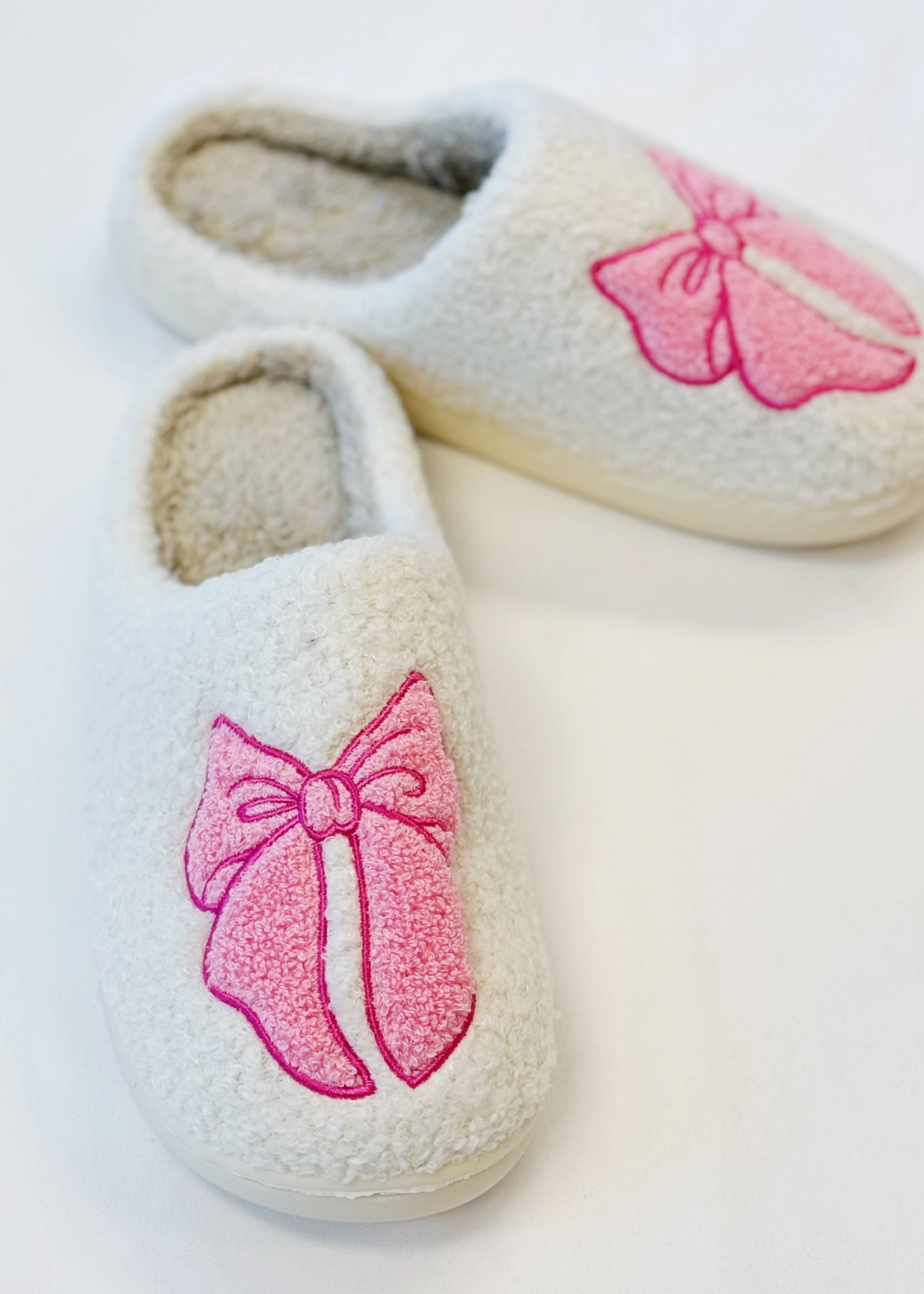 Pink Lounge Bow Cozy Slippers