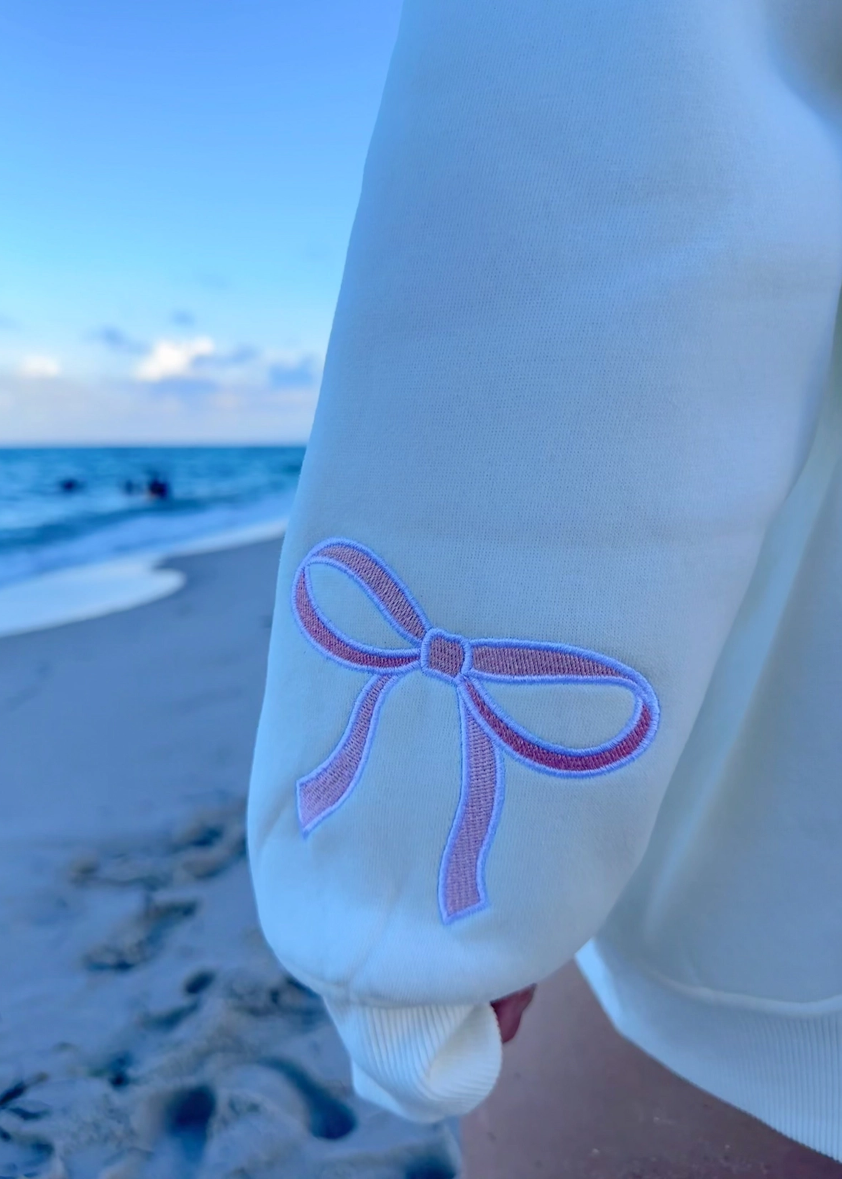 Pink Embroider Bow Hoodie