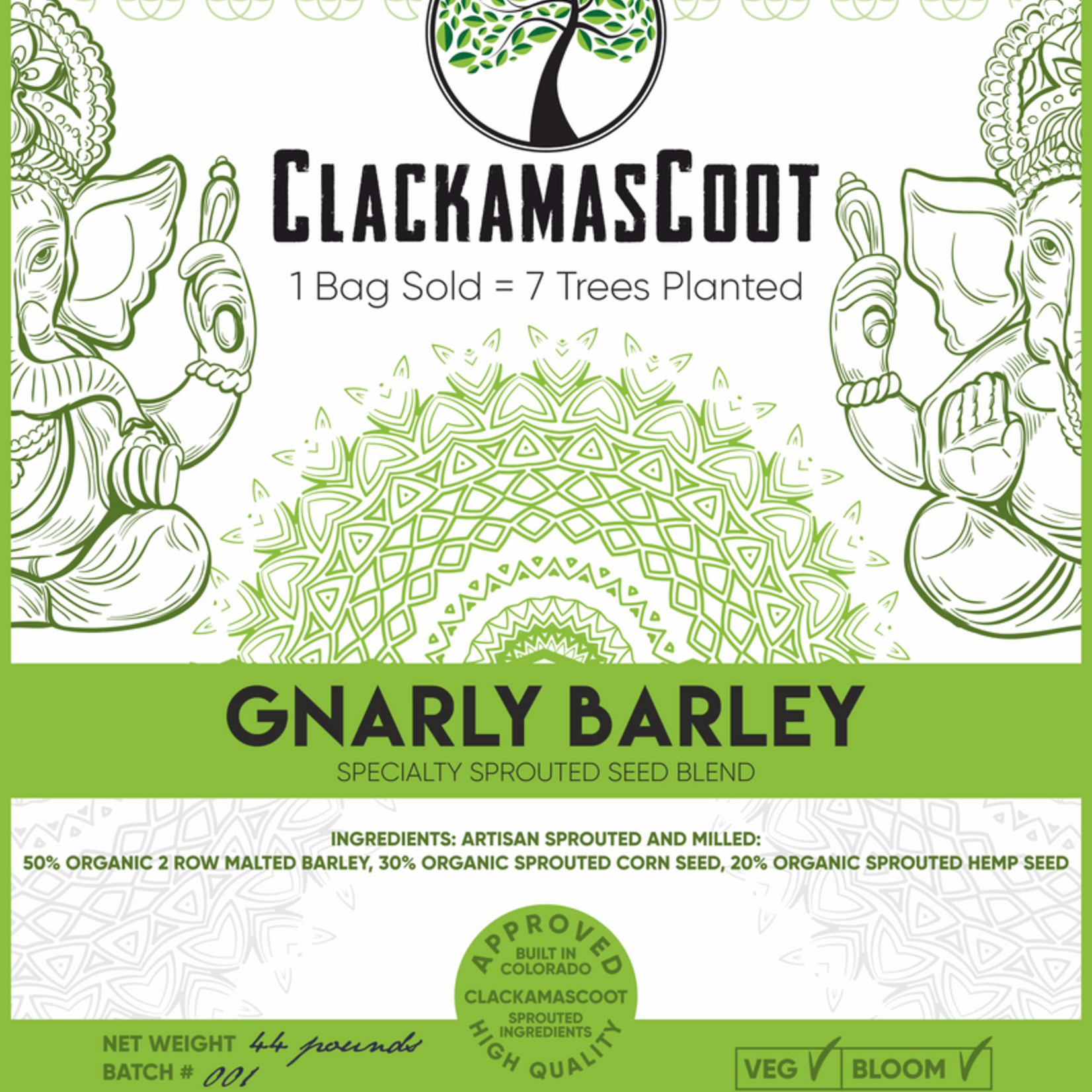BuildASoil Clackamas Coots Official Gnarly Barley - Artisan Sprouted Seed Blend, 2 lb