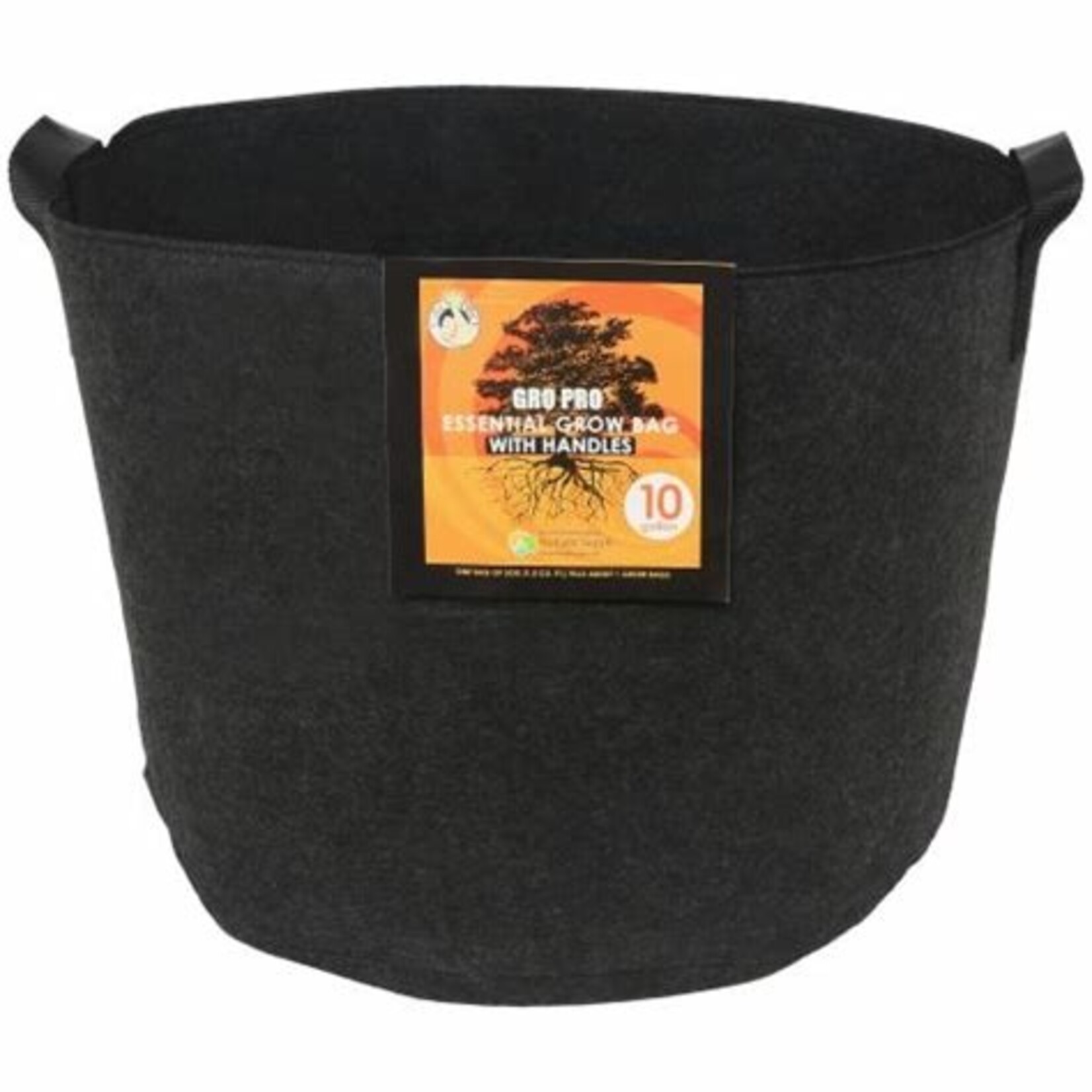 Gro Pro Essential Round Fabric Pot w/ Handles 10 Gallon - Black