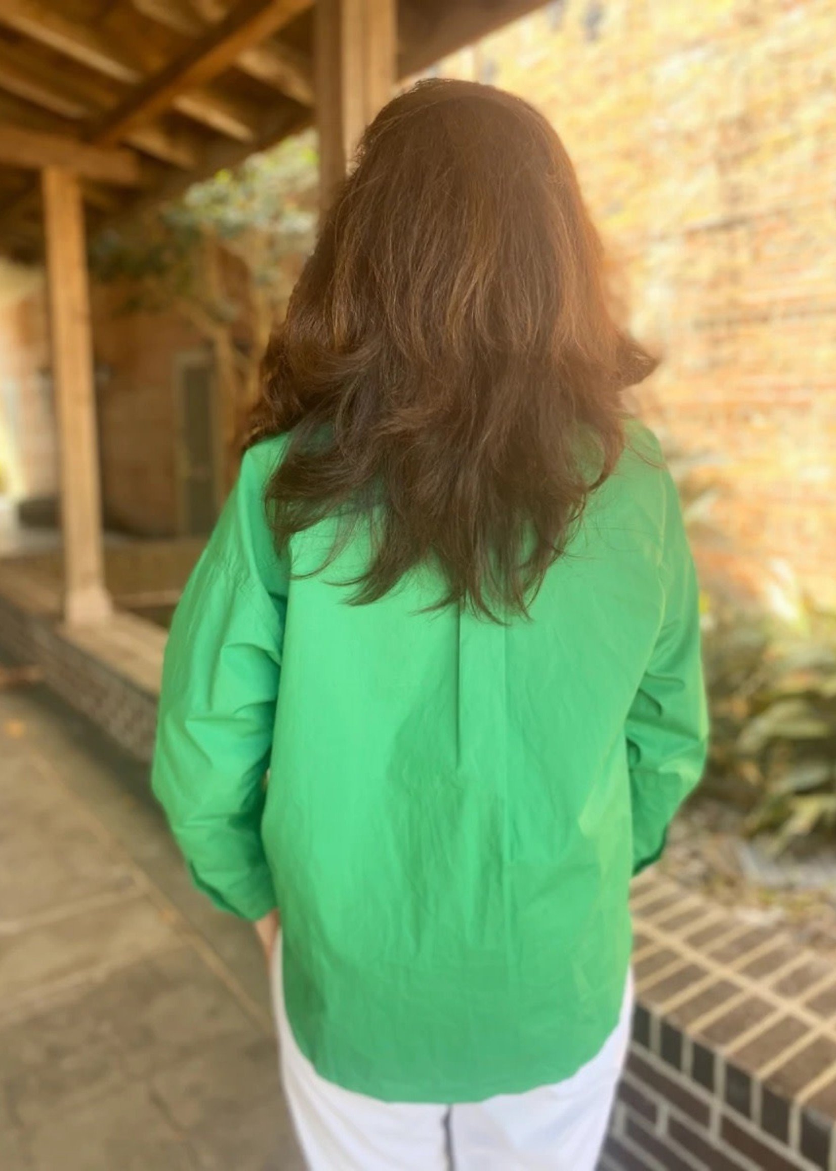 Bloom and Company Oversized Green Button Down Top