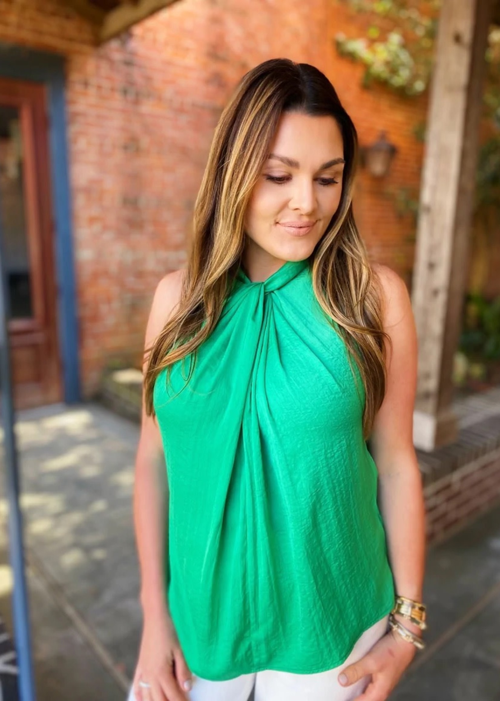 Bloom and Company Kelly Green High Neck Top