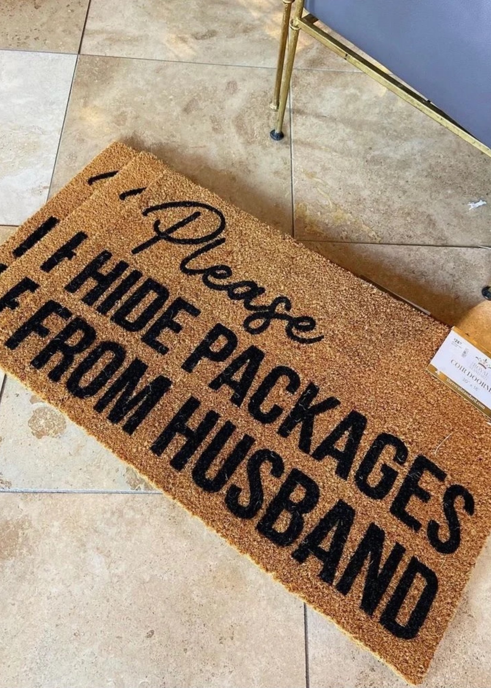 Bloom and Company Hide the Packages Royal Standard Door Mat
